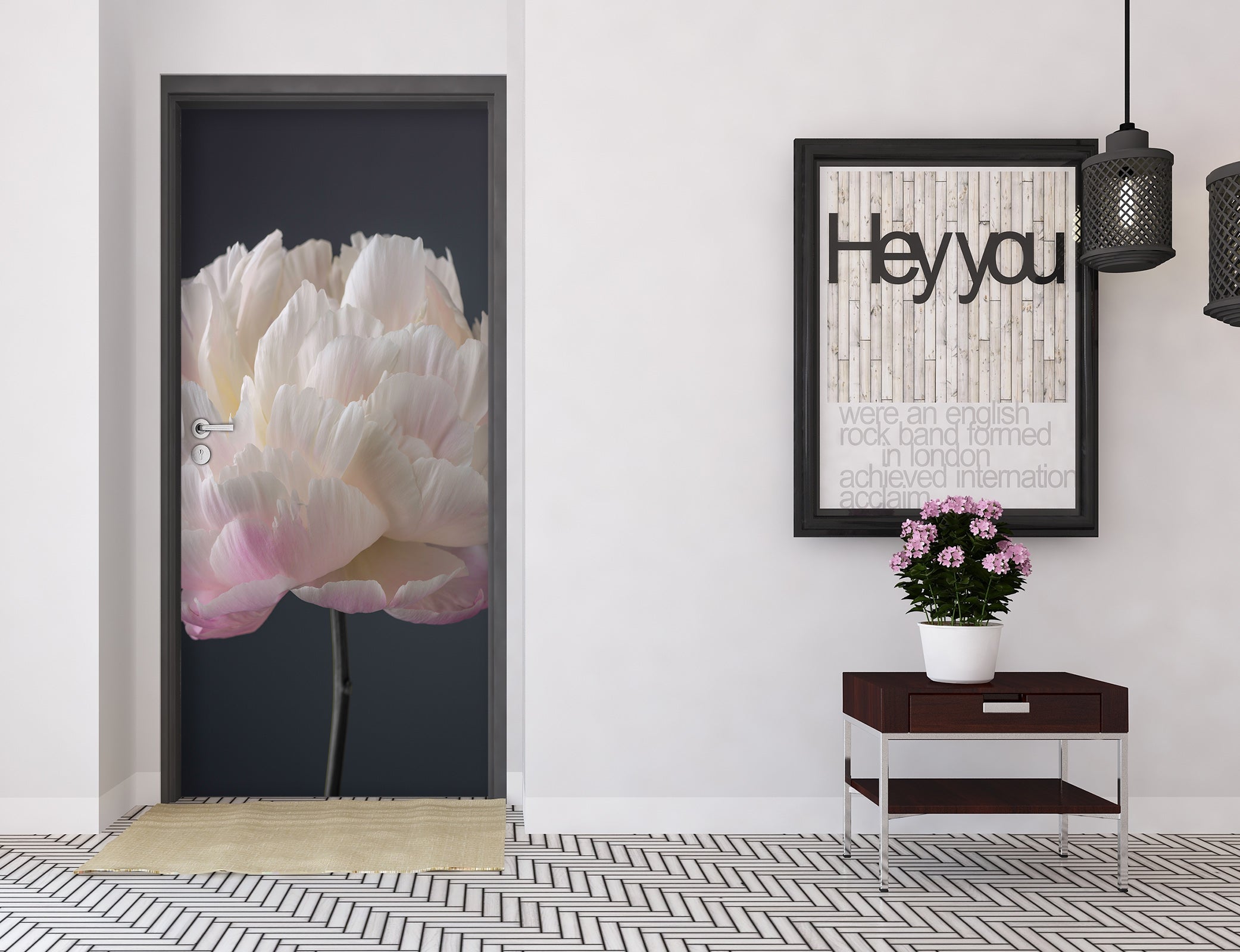 3D White Flowers 10632 Assaf Frank Door Mural