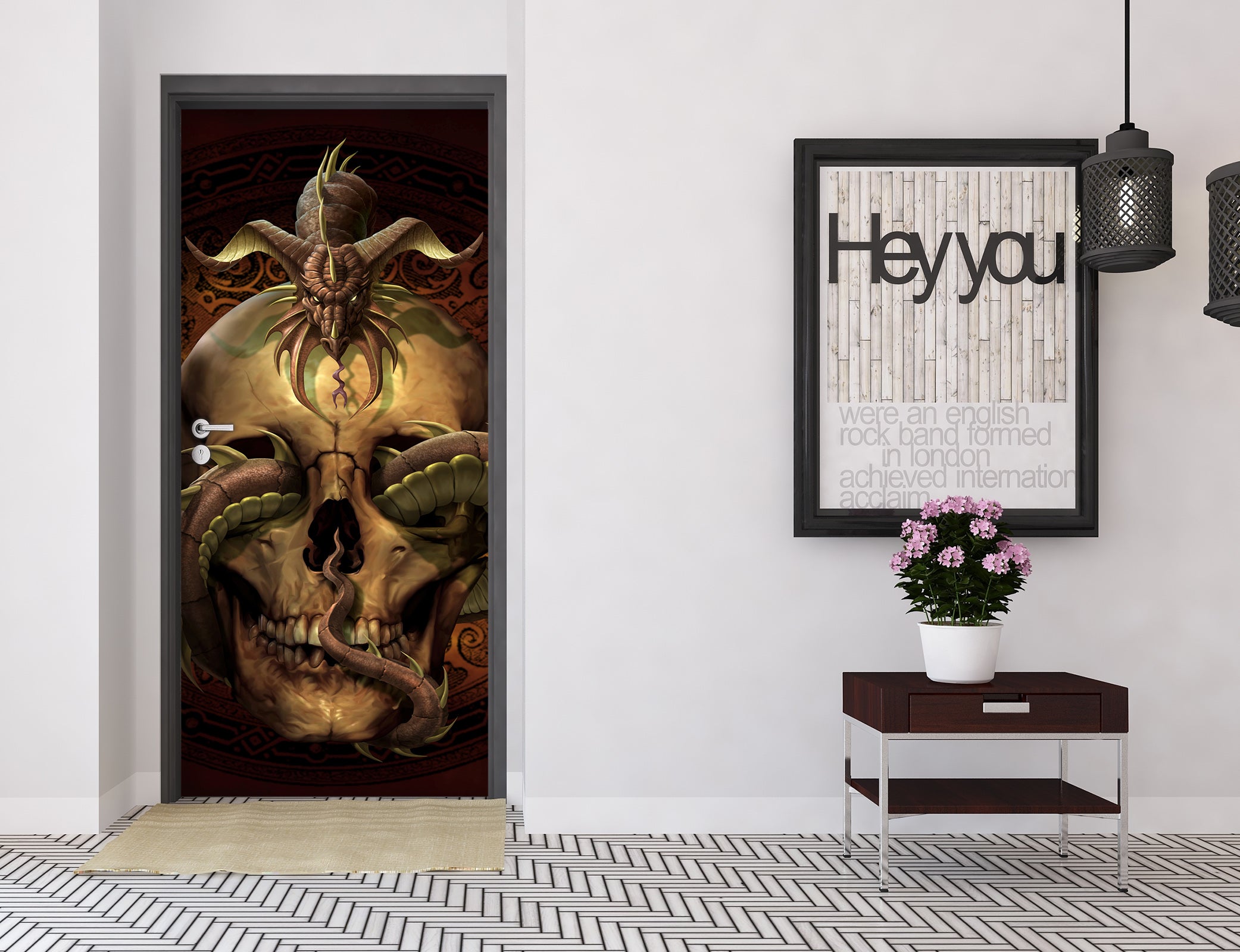 3D Skeleton Dragon 606 Tom Wood Door Mural