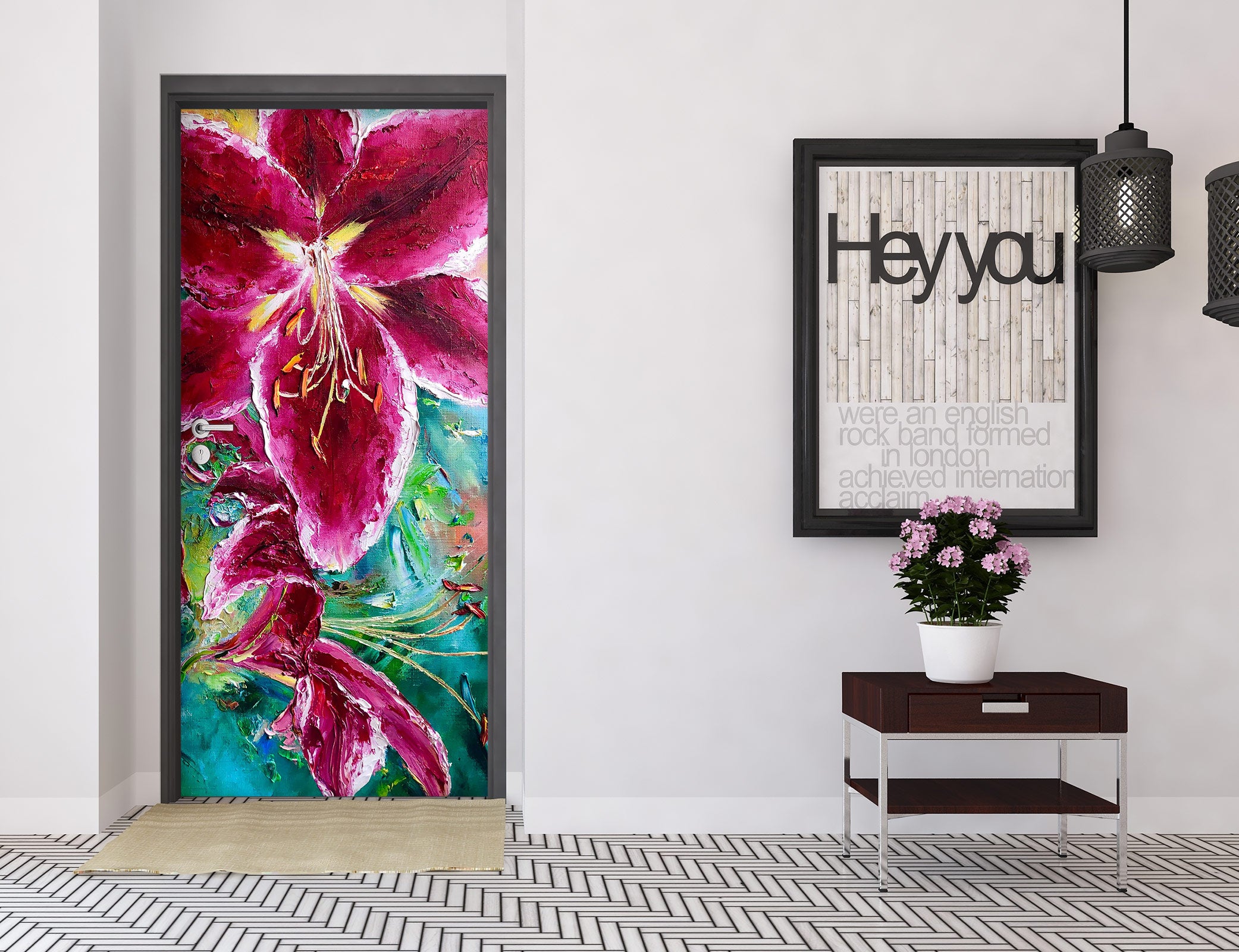 3D Red Flowers 3190 Skromova Marina Door Mural