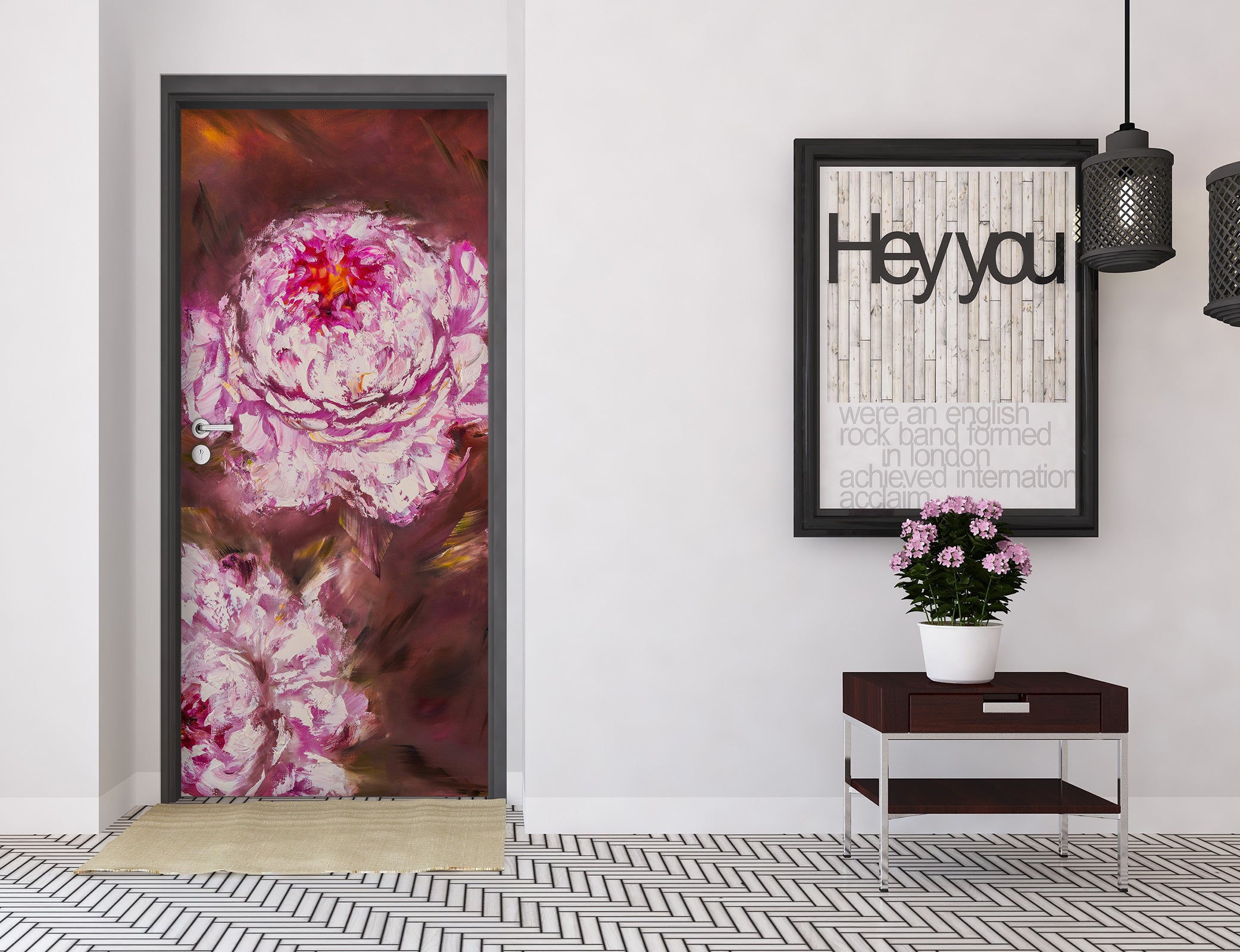 3D Pink Peony 3117 Skromova Marina Door Mural