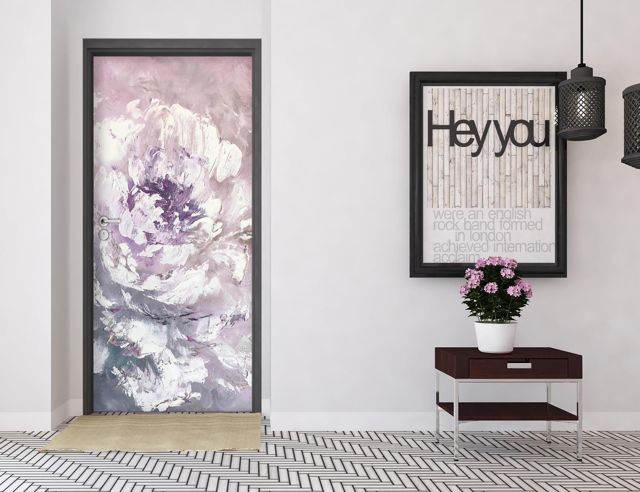 3D White Petal 3140 Skromova Marina Door Mural