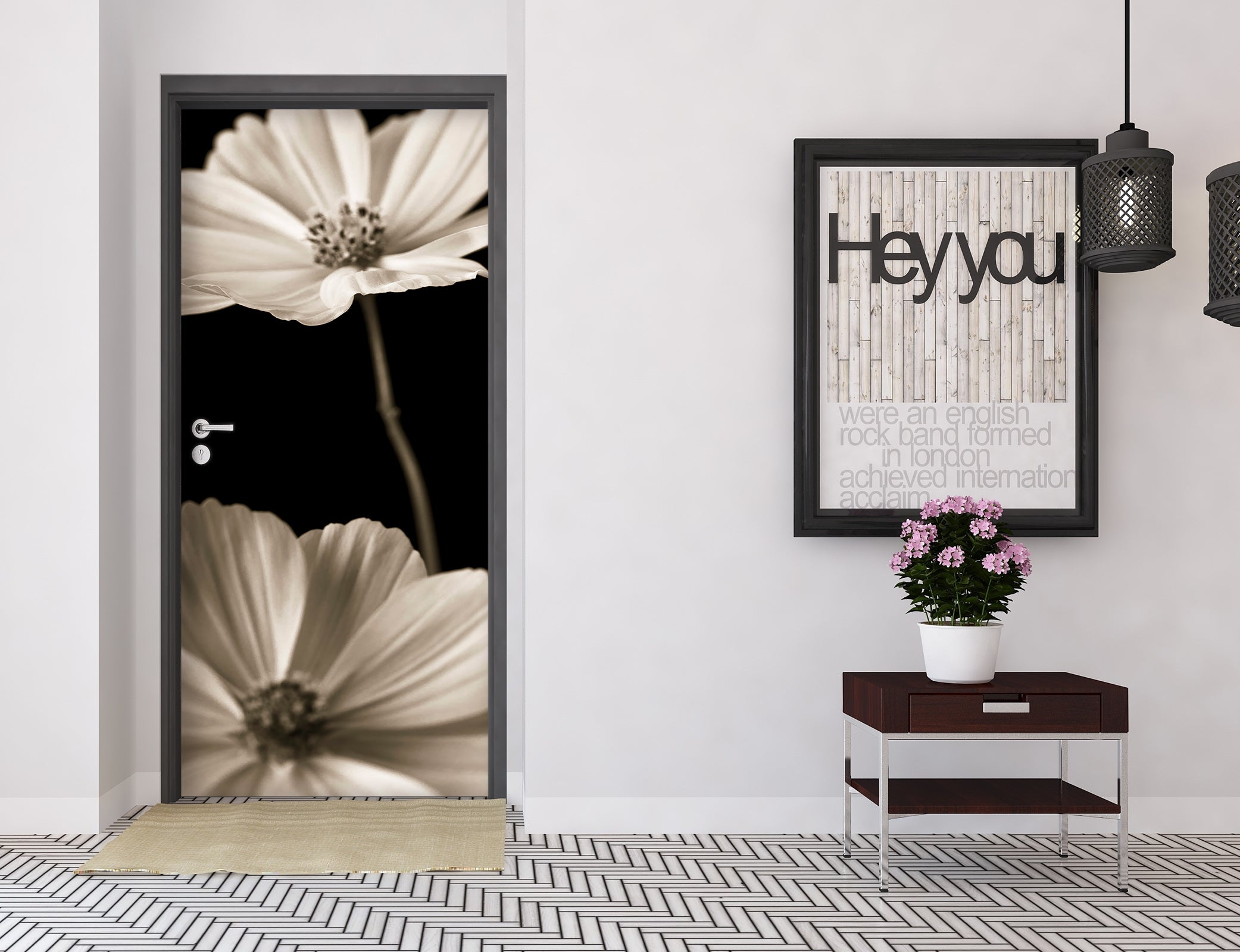 3D White Flowers 5017 Assaf Frank Door Mural