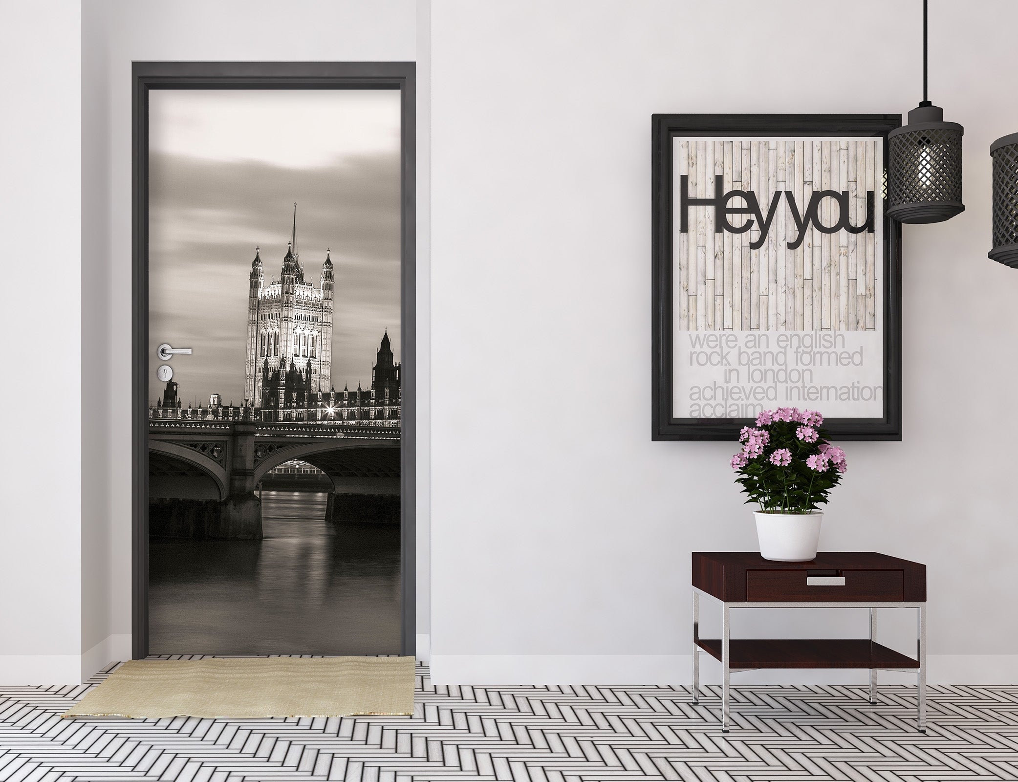 3D Black Gray Building Bridge 101123 Assaf Frank Door Mural