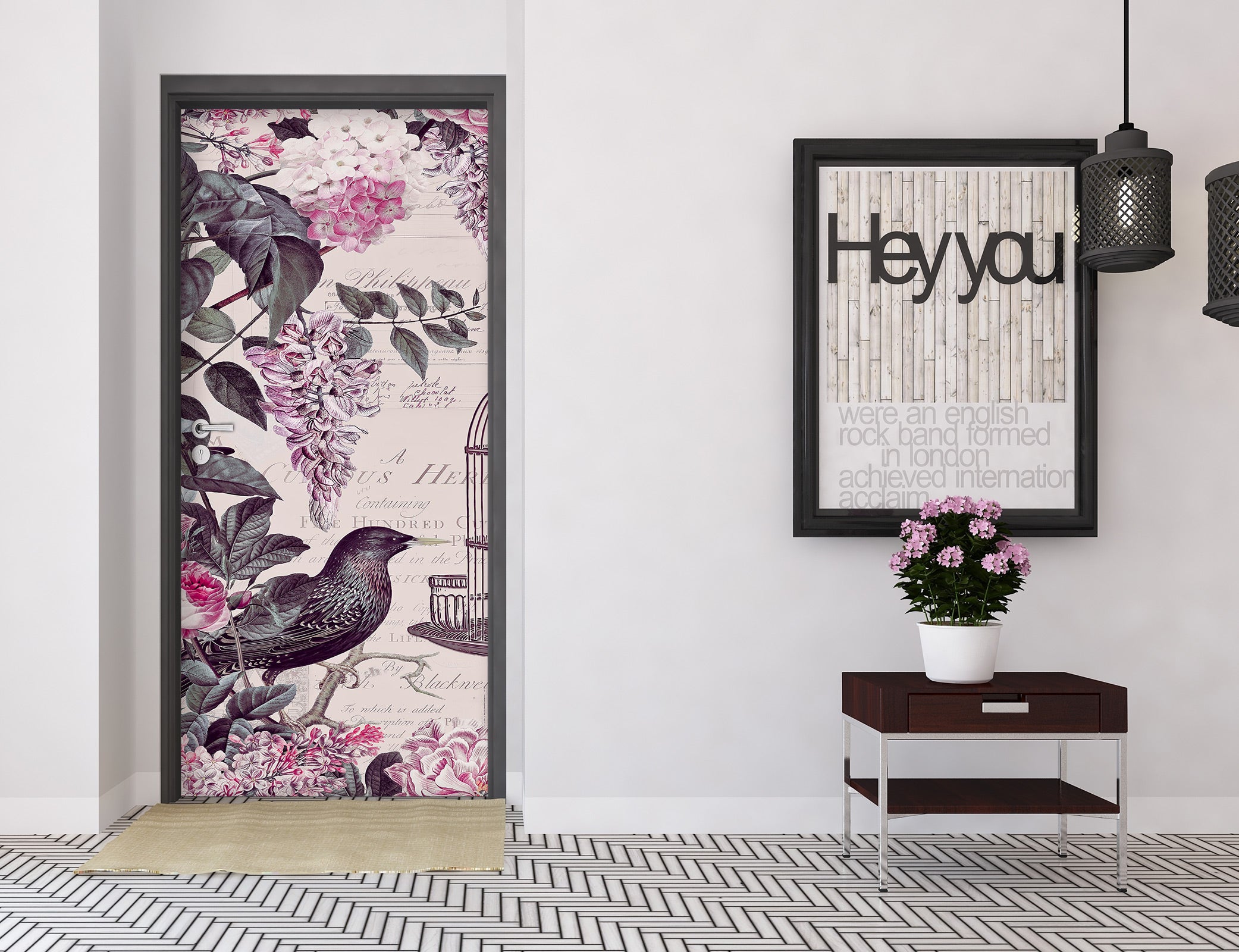 3D Flower Bush Bird 11887 Andrea Haase Door Mural