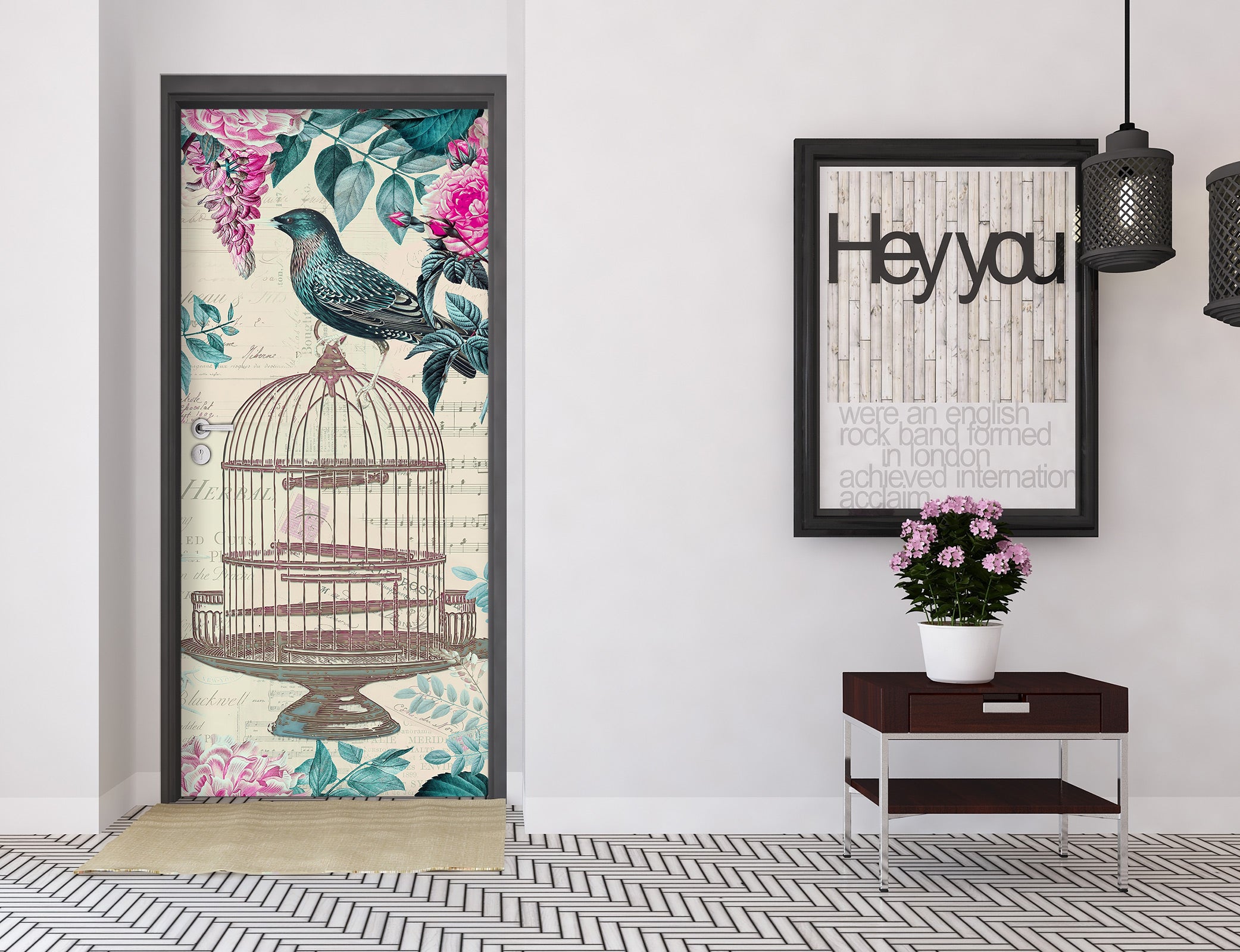 3D Birdcage Flowers 11885 Andrea Haase Door Mural