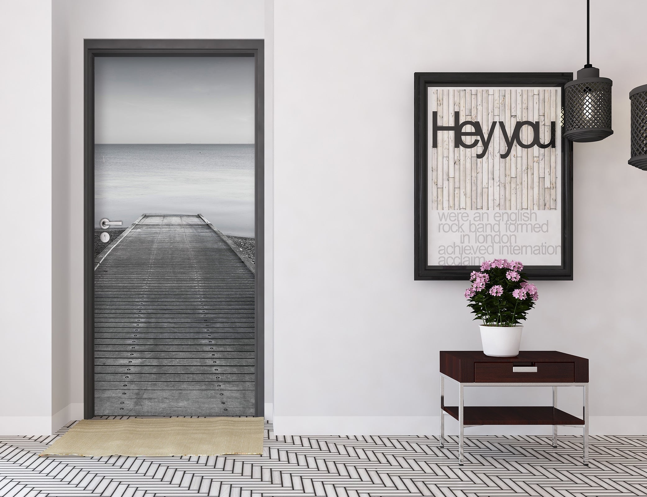 3D Grey Ocean Bridge 10655 Assaf Frank Door Mural