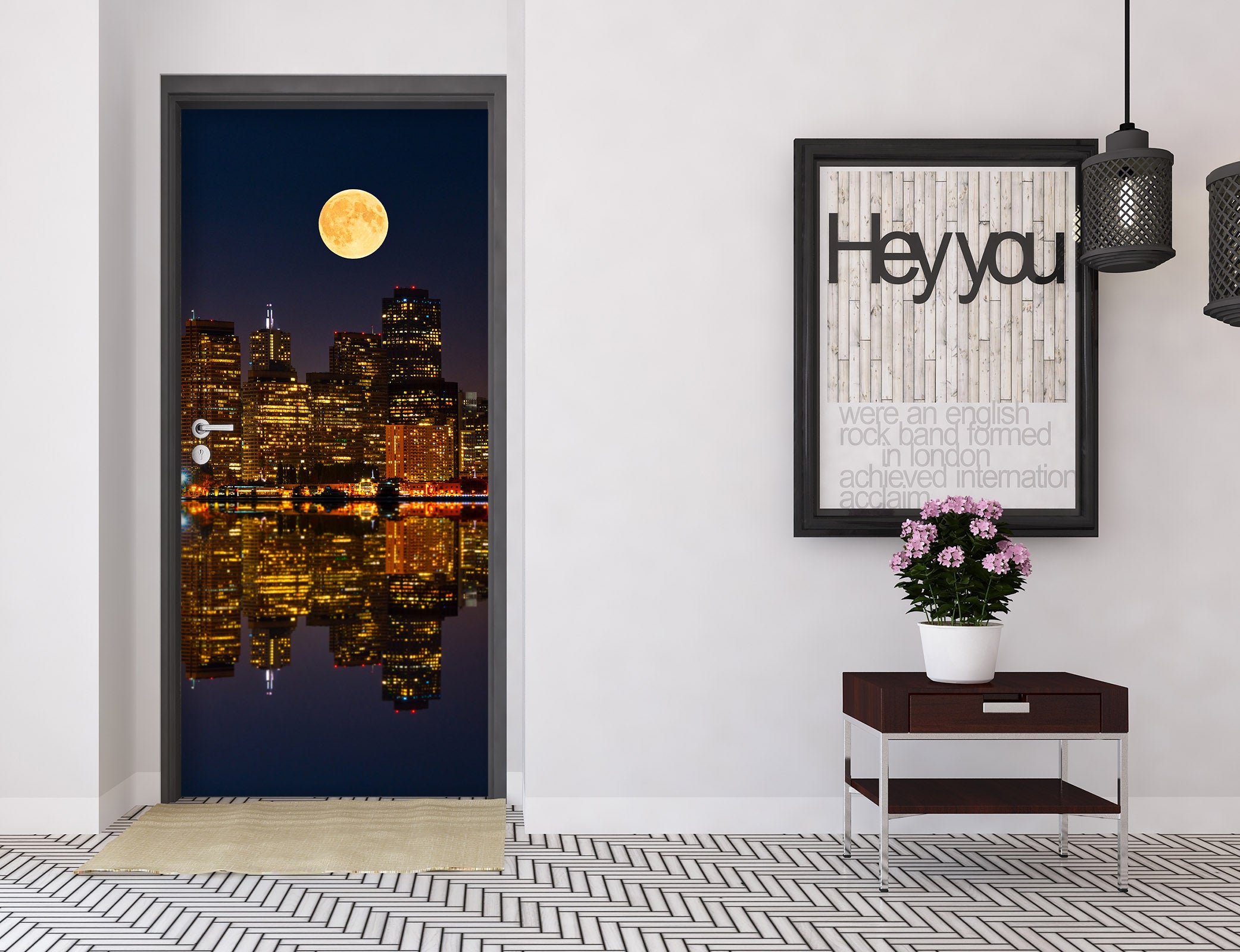 3D Night Moon Rise Shadow 119130 Marco Carmassi Door Mural