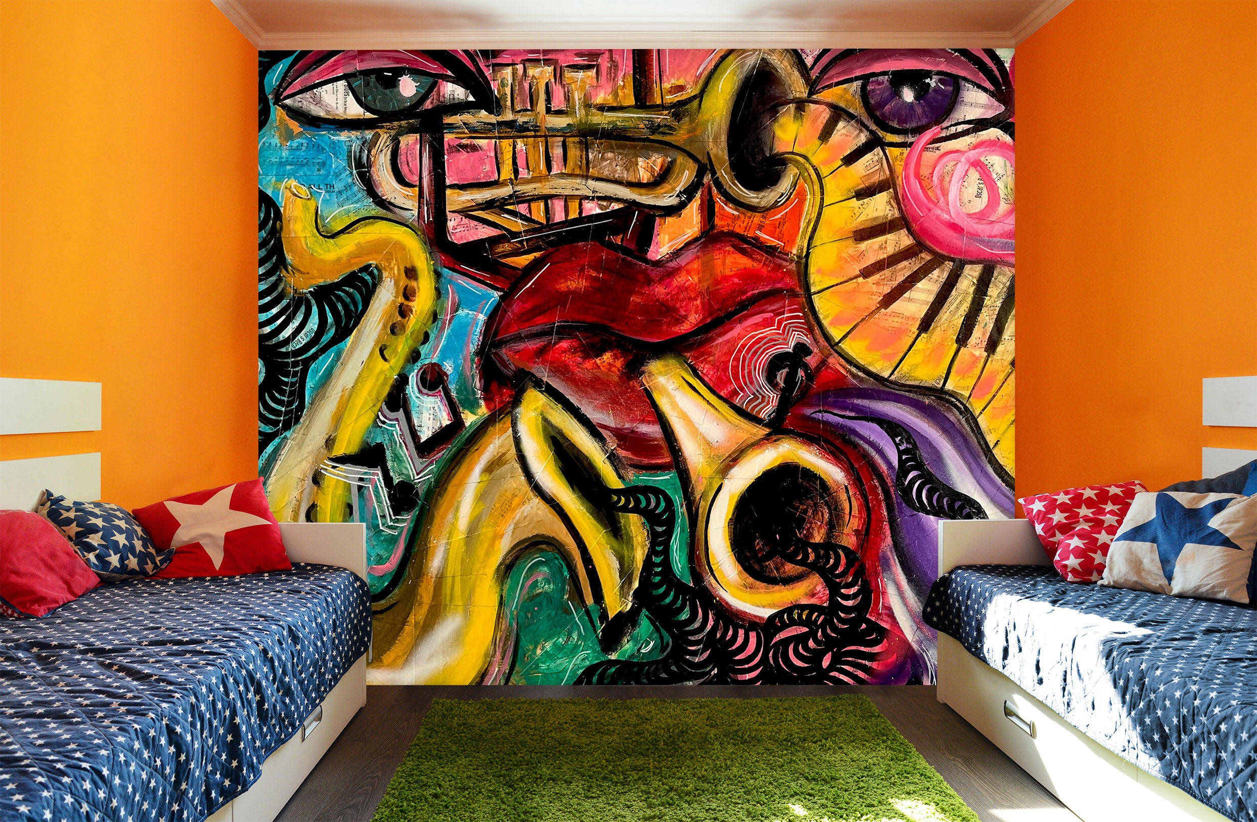 3D Retro Graffiti 1275 Jacqueline Reynoso Wall Mural Wall Murals