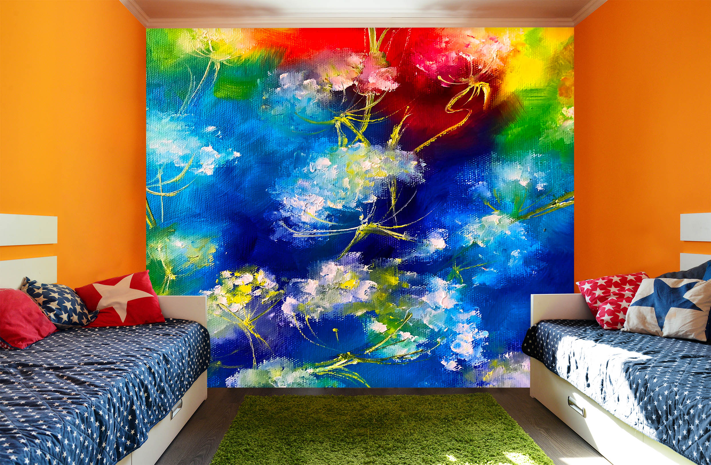 3D Blue Flower 251 Skromova Marina Wall Mural Wall Murals