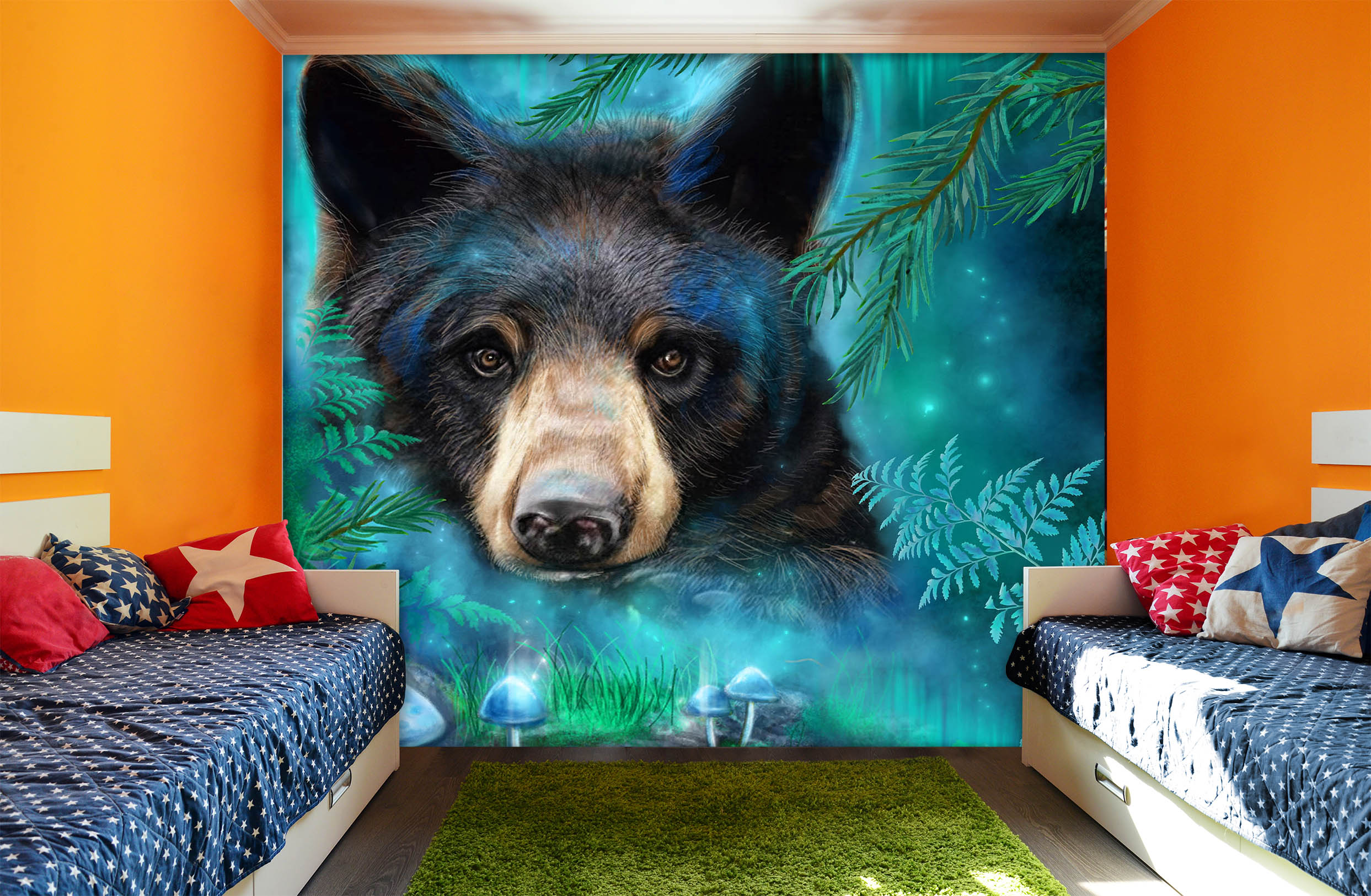 3D Mushroom Bear 8409 Sheena Pike Wall Mural Wall Murals