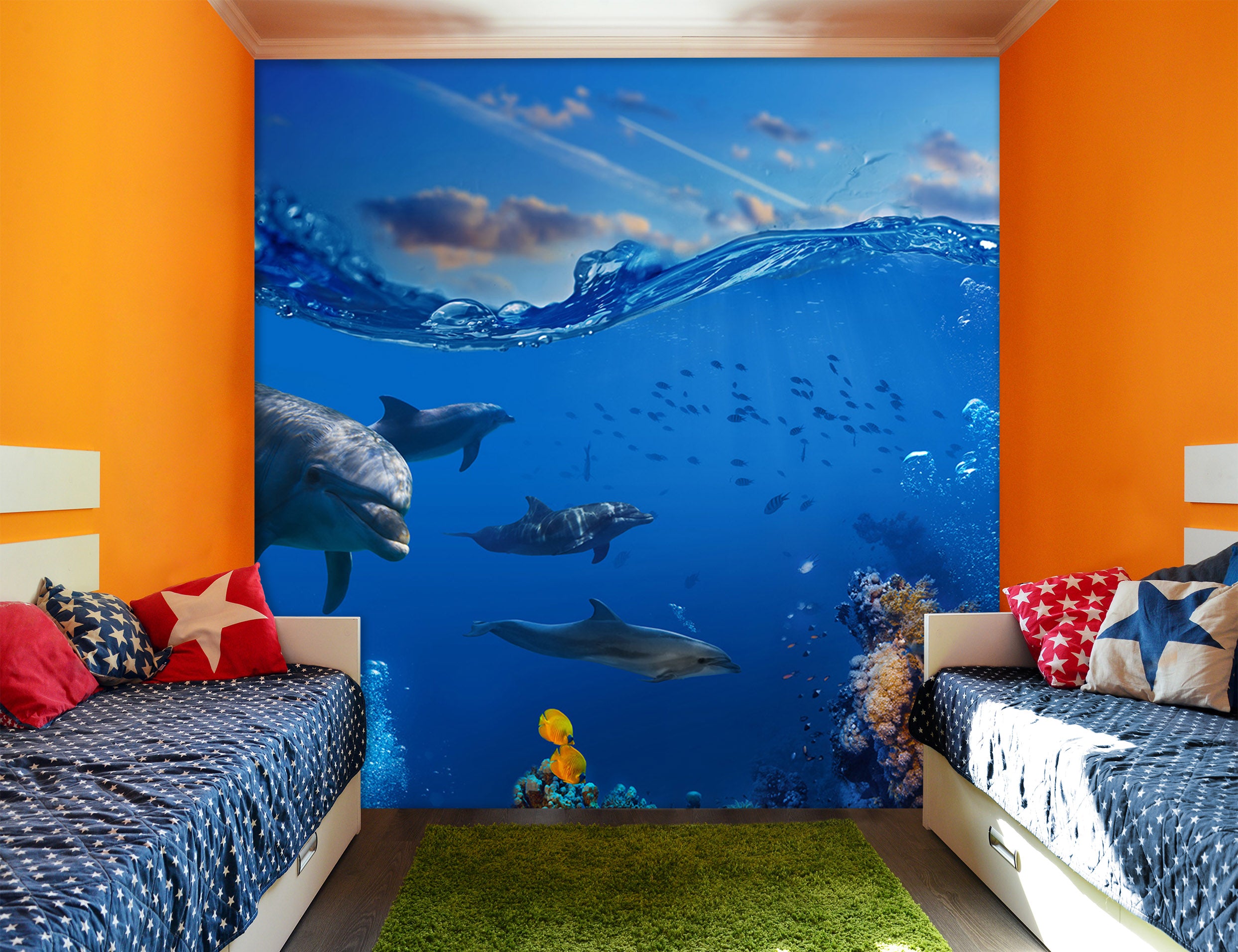 3D Dolphin Fish 238 Wall Murals