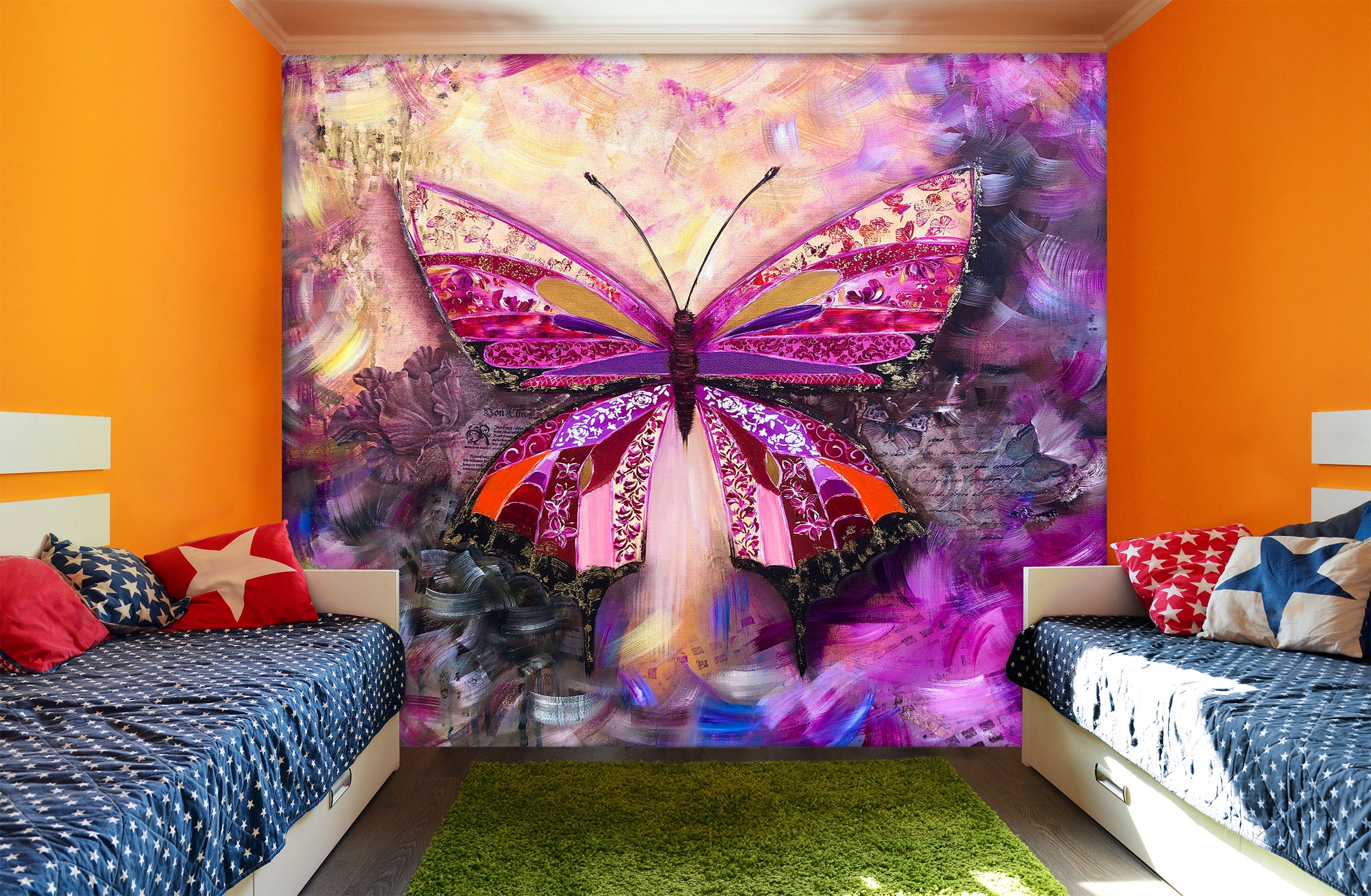 3D Purple Butterfly 218 Skromova Marina Wall Mural Wall Murals