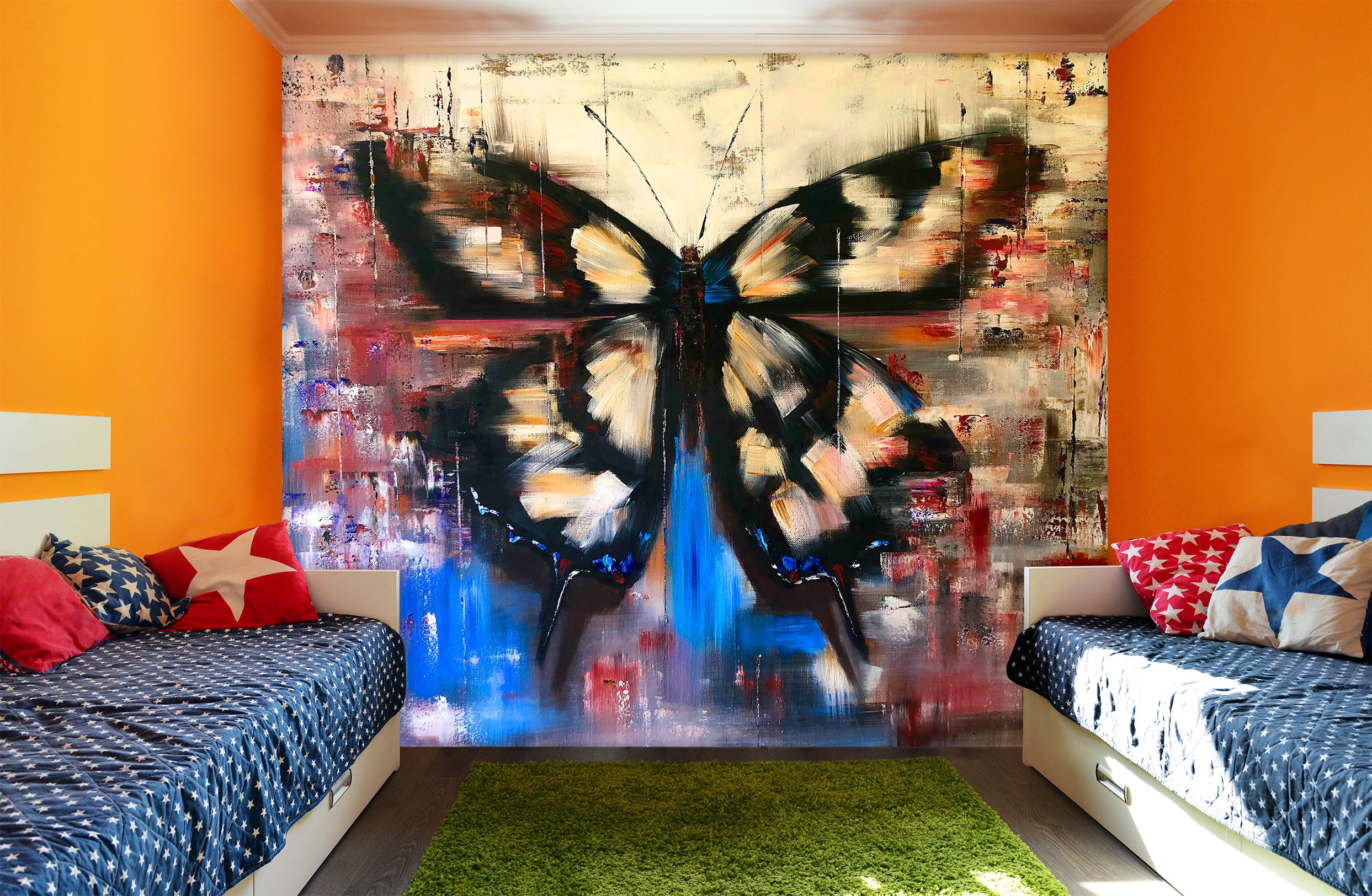 3D Vintage Painted Butterfly 235 Skromova Marina Wall Mural Wall Murals