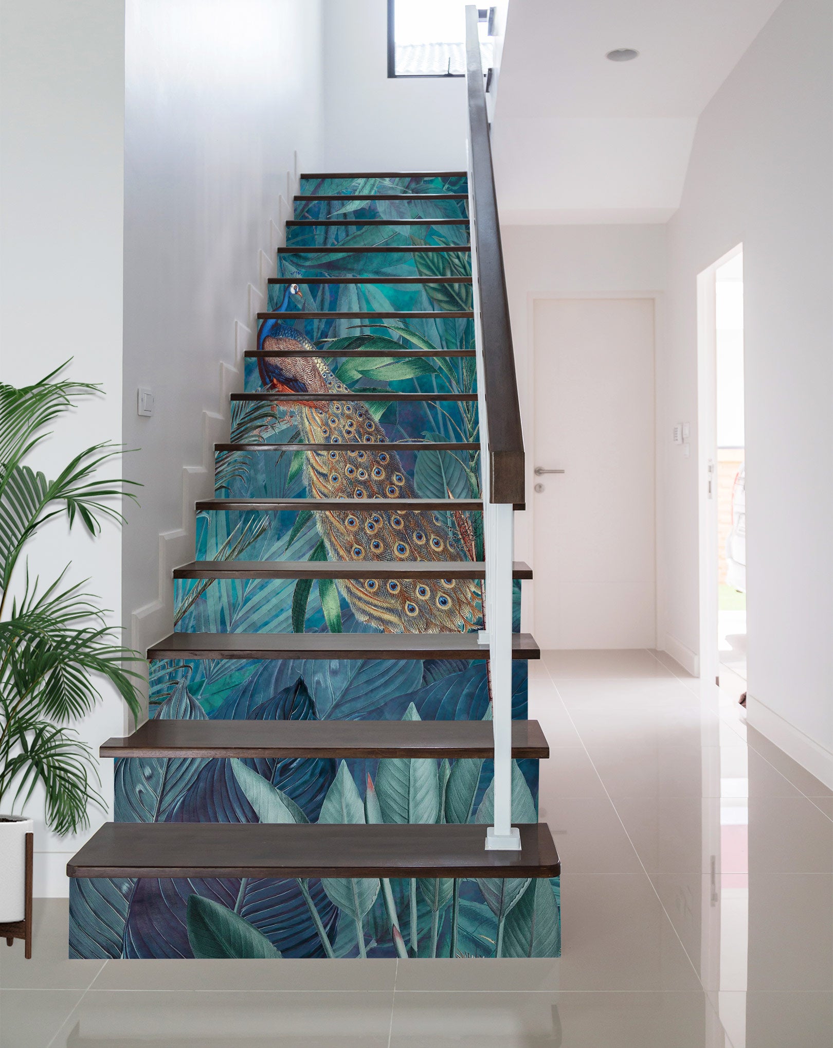 3D Green Peacock Jungle 10482 Andrea Haase Stair Risers