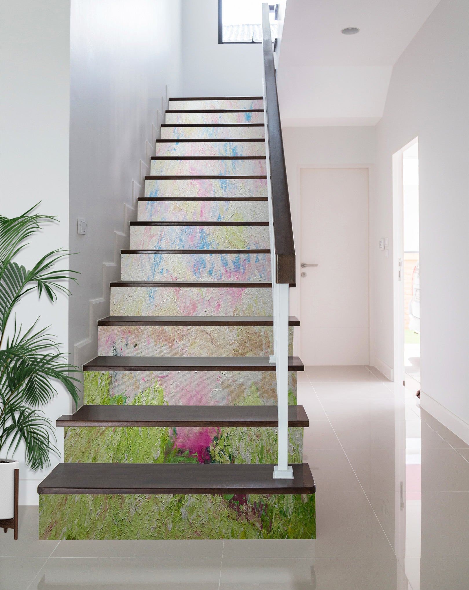 3D Grass Pink Flower Painting 96133 Allan P. Friedlander Stair Risers