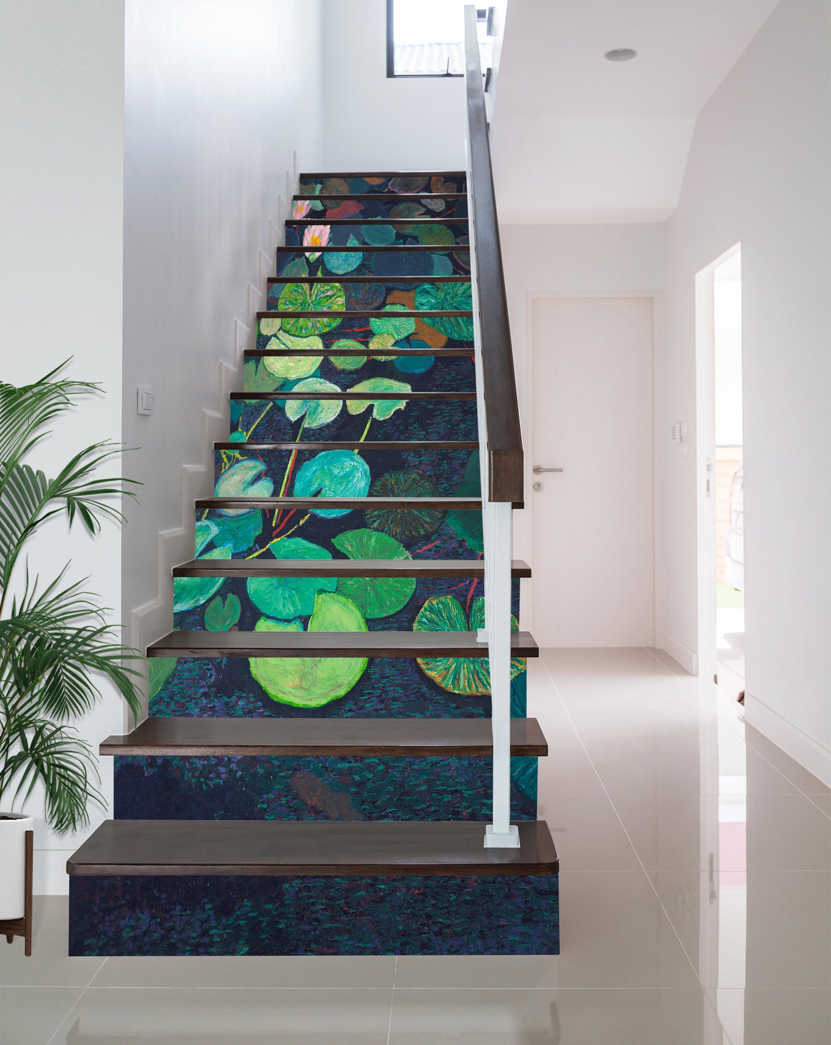 3D Green Lotus Leaf Painting 9062 Allan P. Friedlander Stair Risers