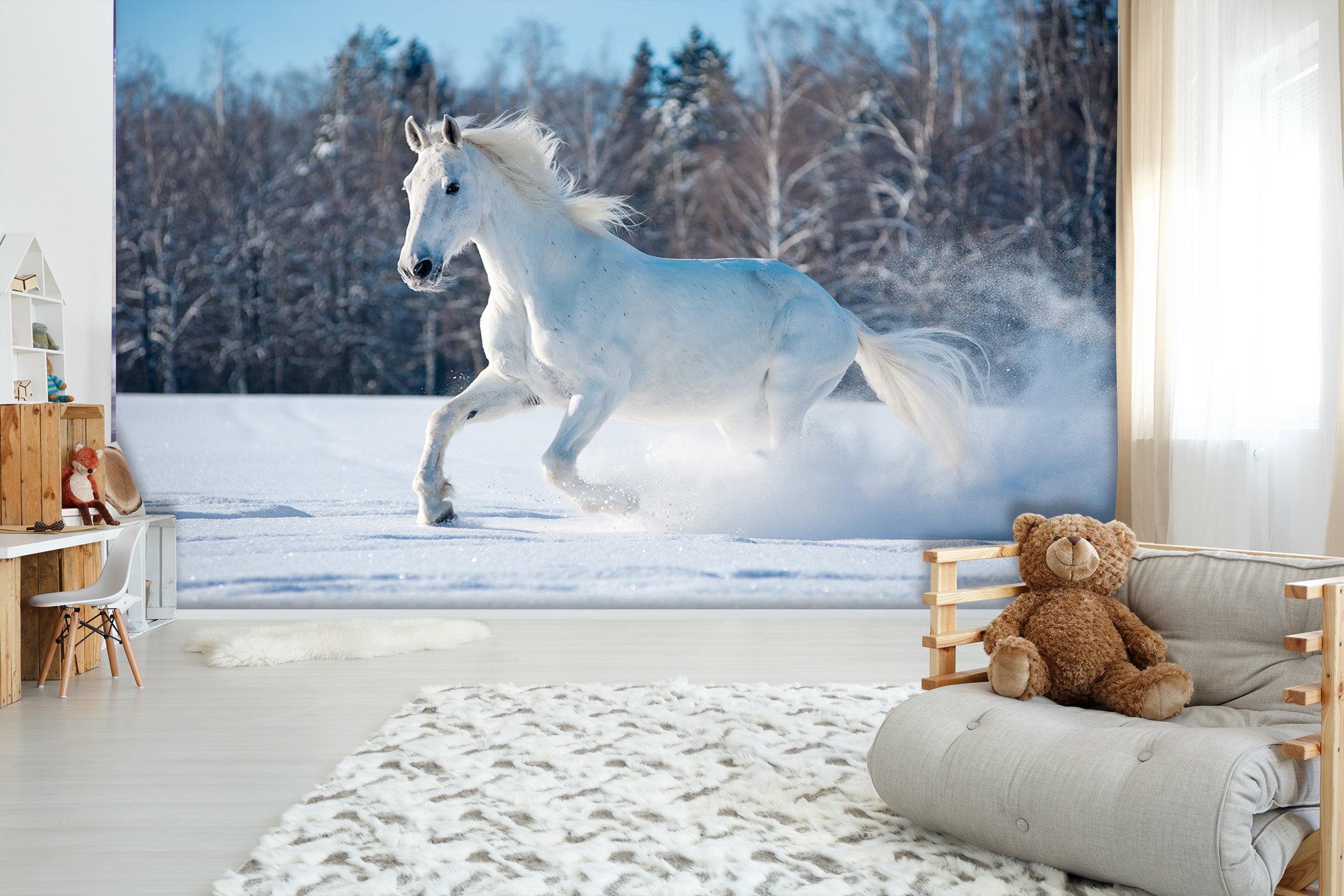 3D Snow White Horse 282 Wall Murals