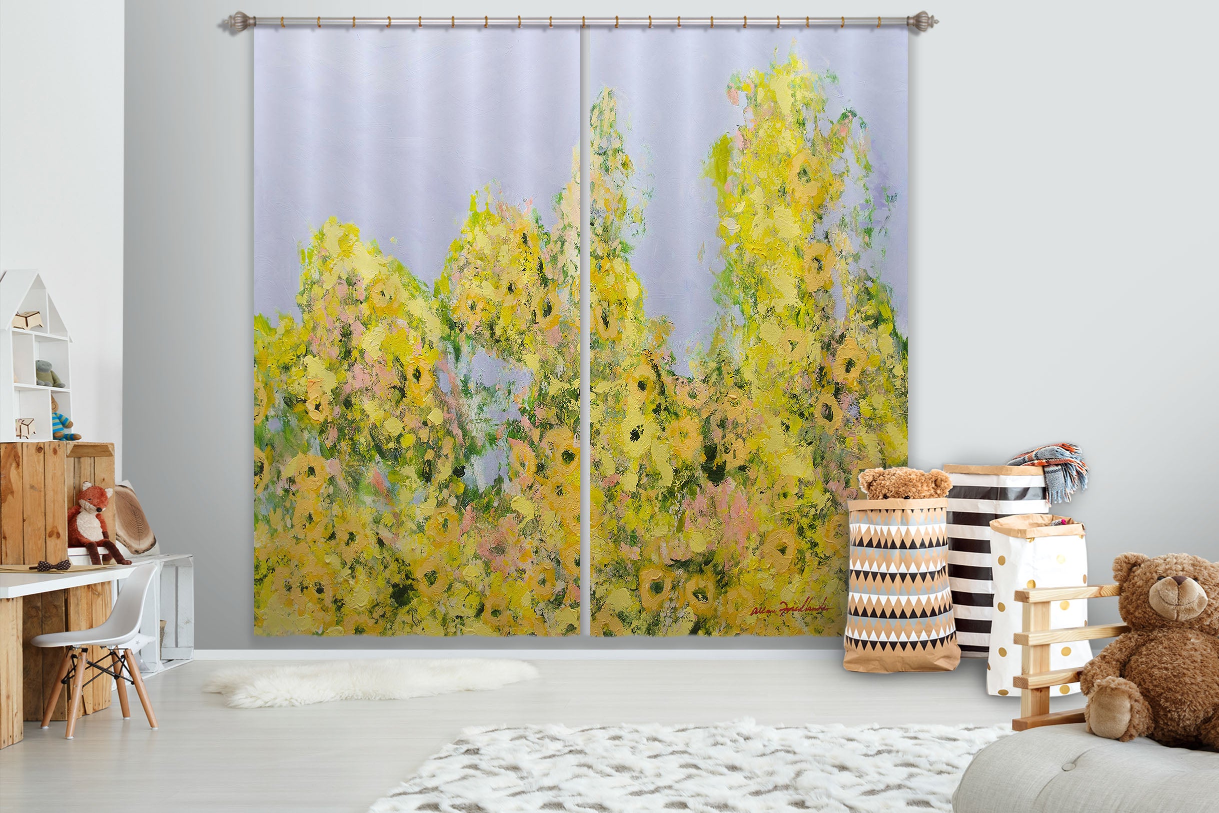 3D Canola Flower 268 Allan P. Friedlander Curtain Curtains Drapes