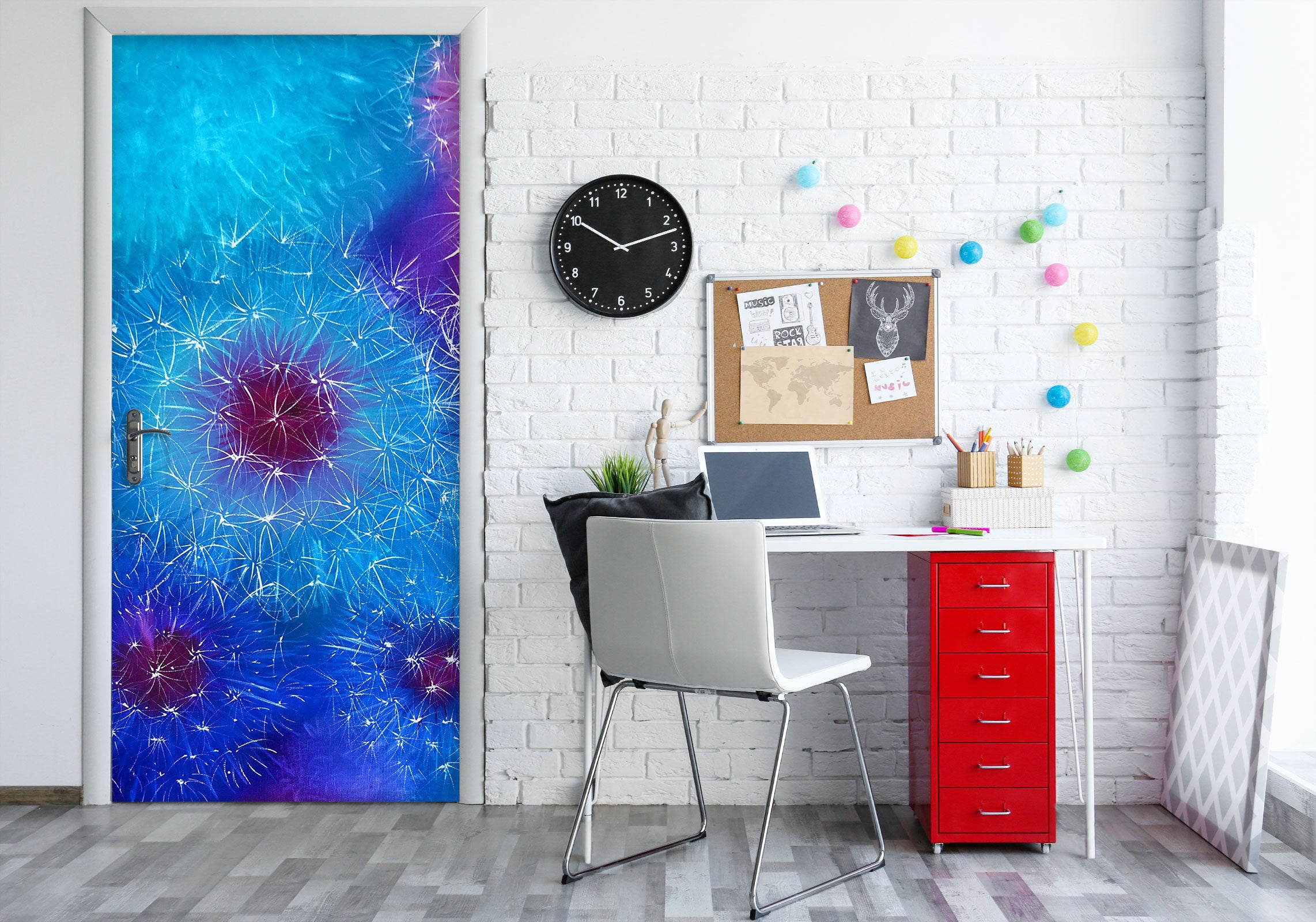 3D Blue Dandelion 3149 Skromova Marina Door Mural