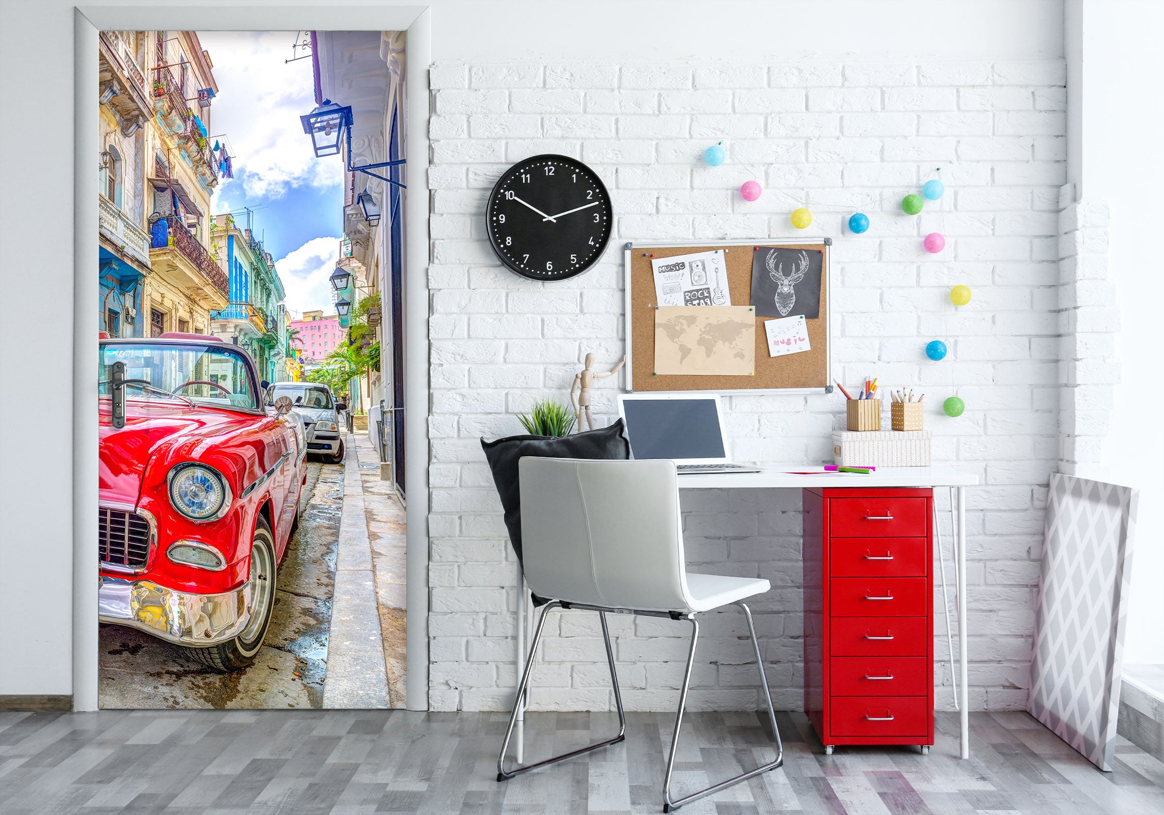 3D Red Car 10641 Assaf Frank Door Mural