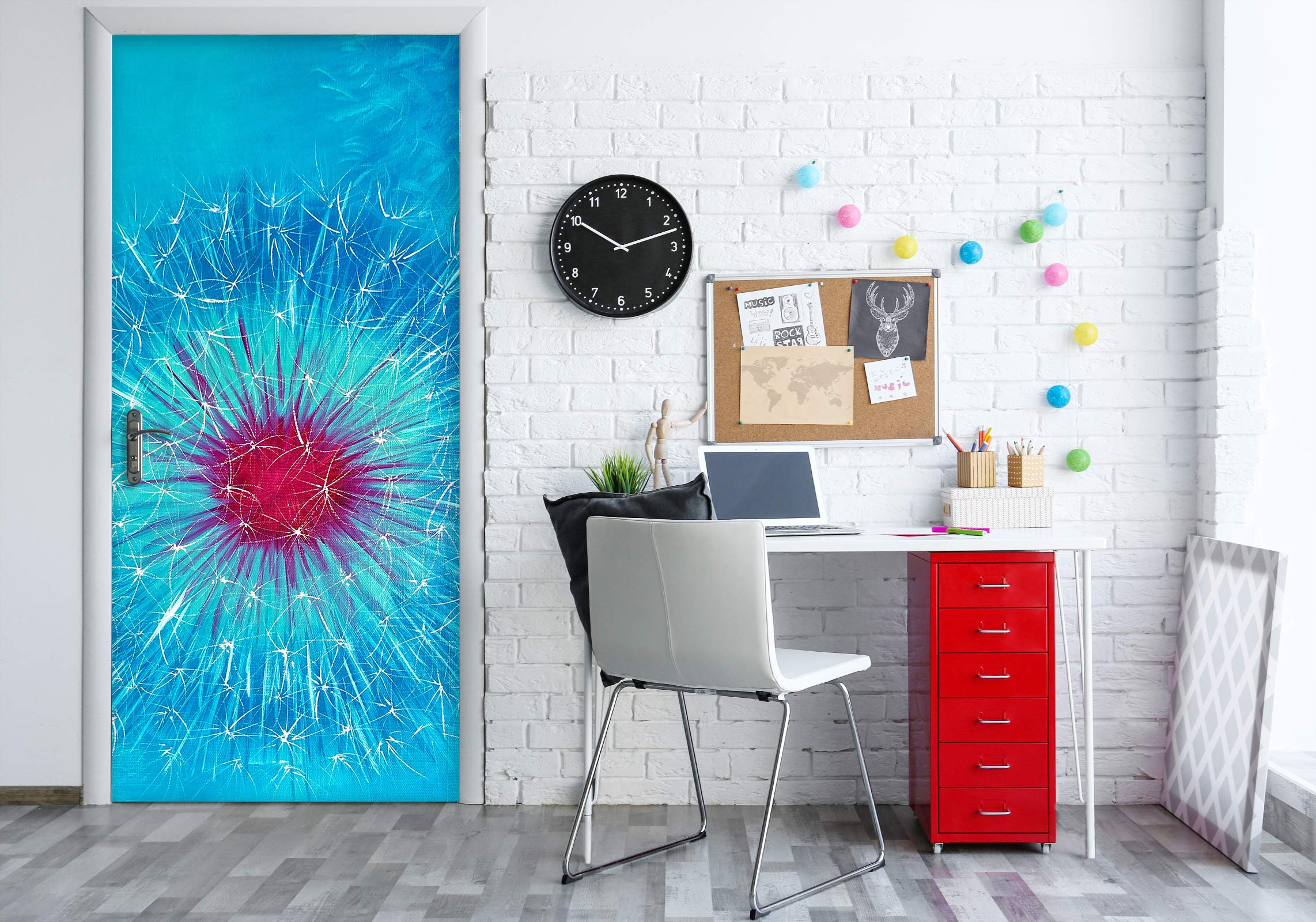 3D Blue Dandelion 3179 Skromova Marina Door Mural