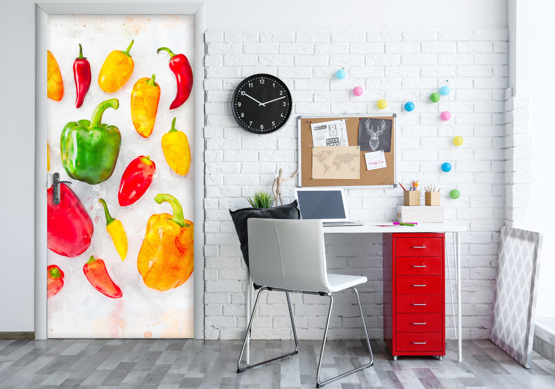 3D Vegetable Chili 101165 Assaf Frank Door Mural