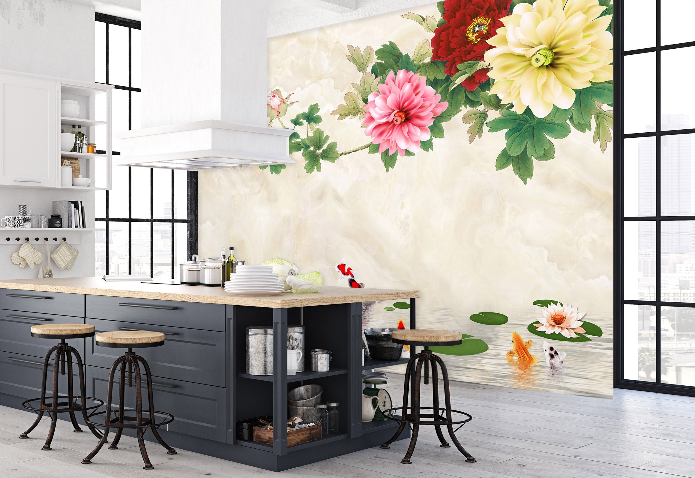 3D Color Chrysanthemum 1482 Wall Murals