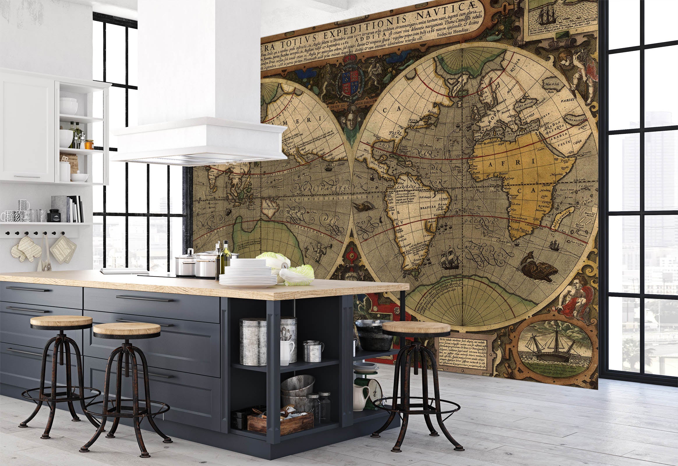 3D Around Earth 2022 World Map Wall Murals