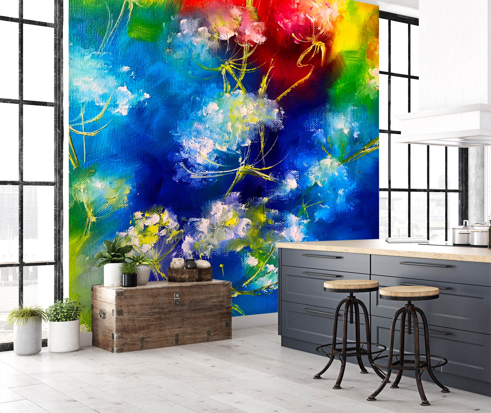 3D Blue Flower 251 Skromova Marina Wall Mural Wall Murals