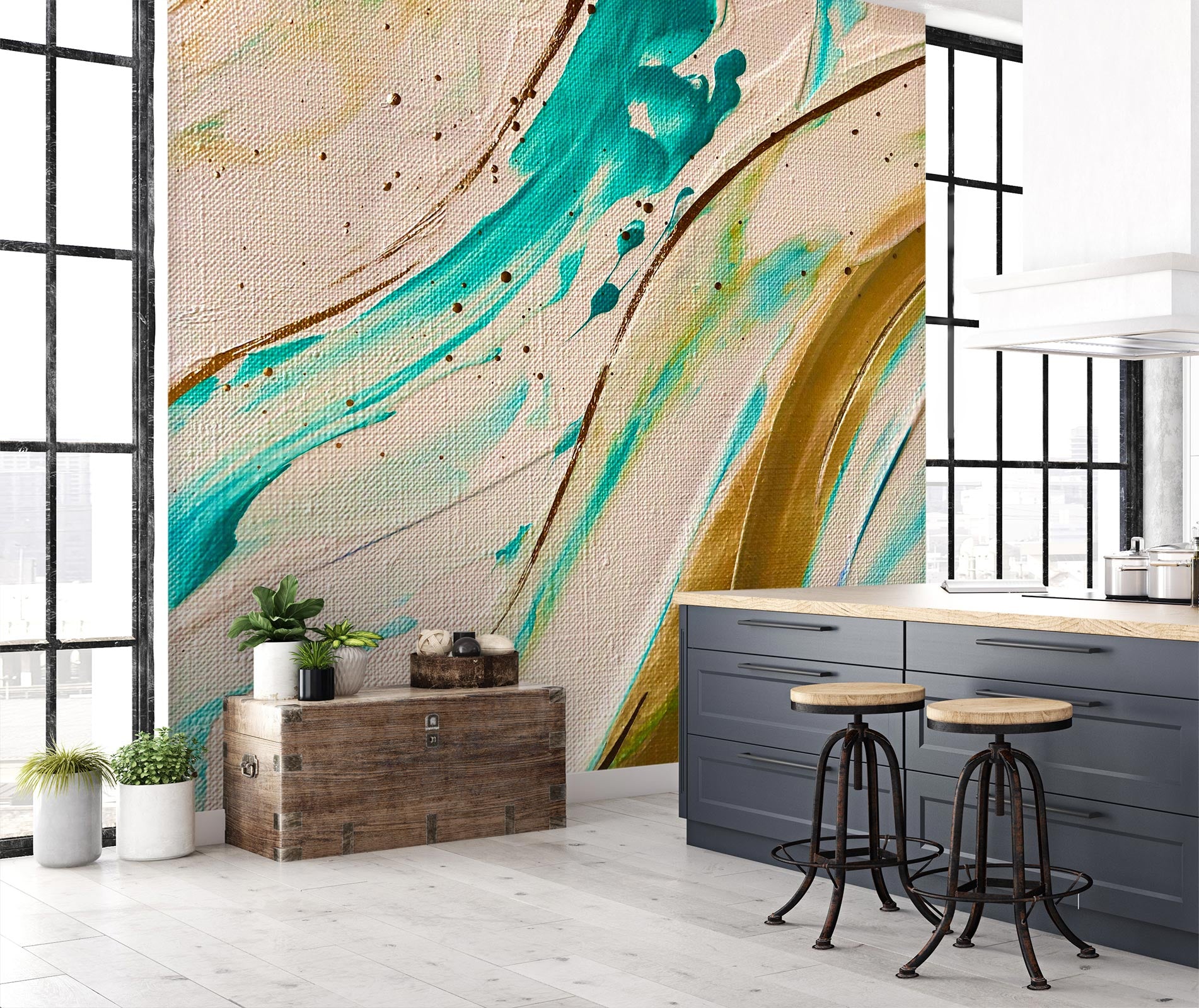 3D Blue Watercolor 110 Skromova Marina Wall Mural Wall Murals