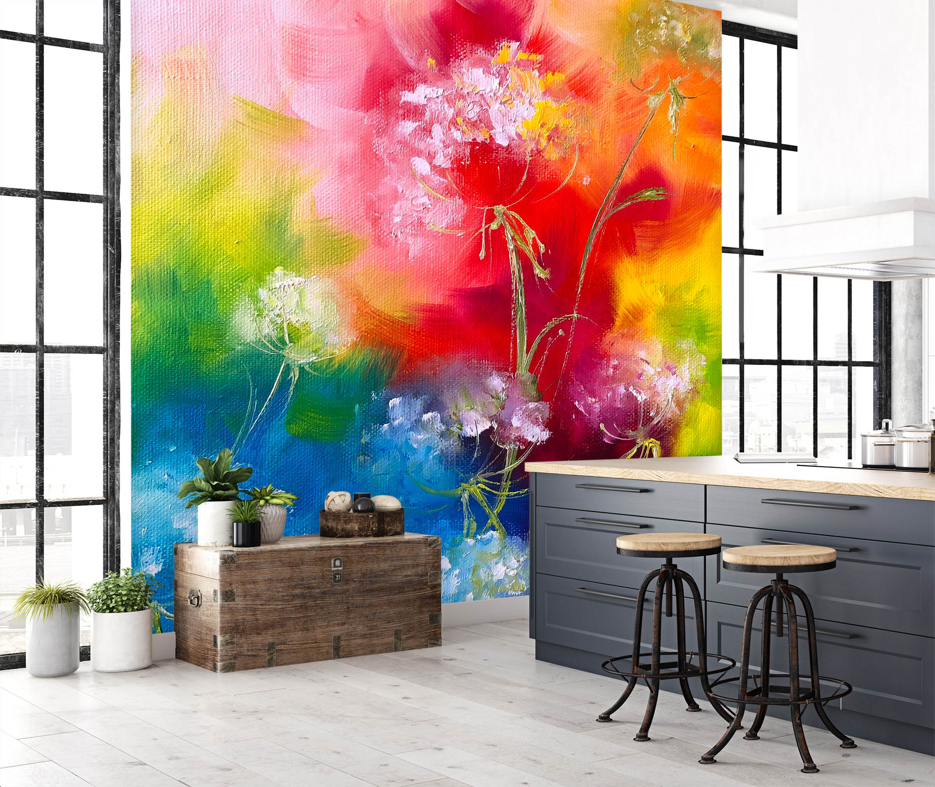 3D Bright Red Flower 254 Skromova Marina Wall Mural Wall Murals