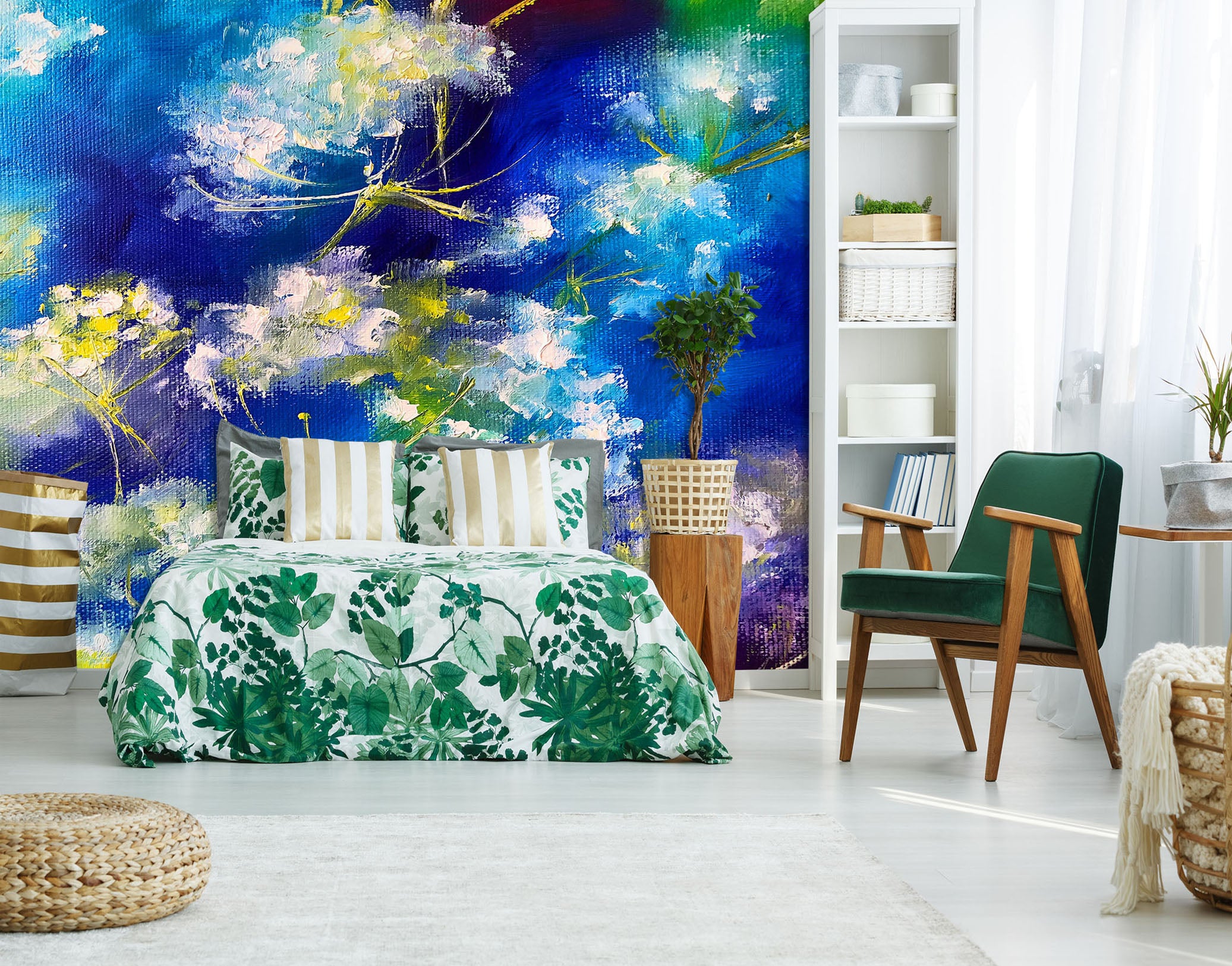 3D Blue Painted Flower 252 Skromova Marina Wall Mural Wall Murals