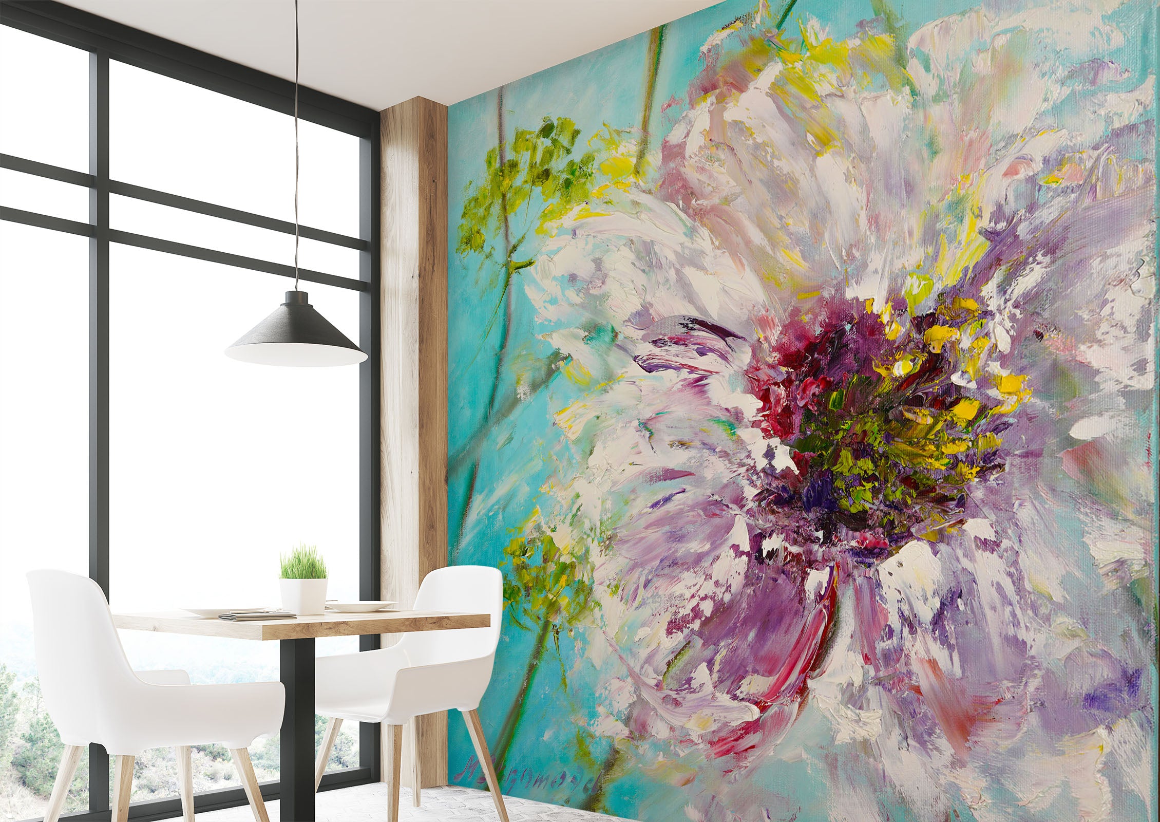 3D Pink Painted Flowers 210 Skromova Marina Wall Mural Wall Murals