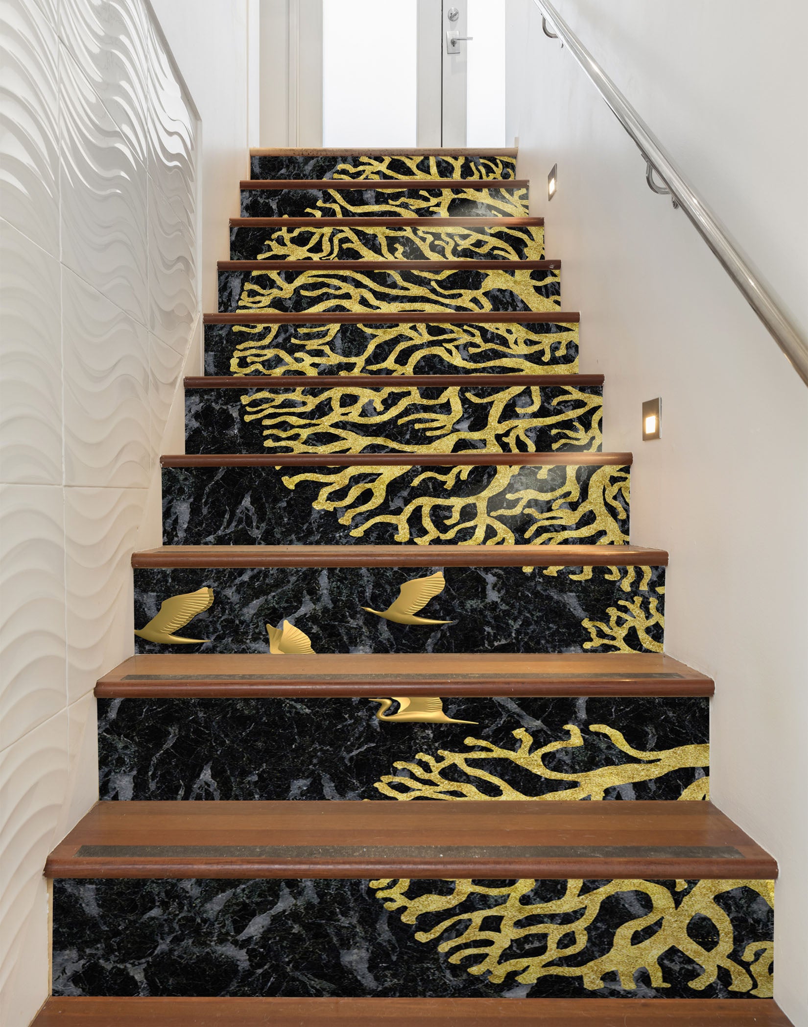 3D Dense Golden Branches 600 Stair Risers