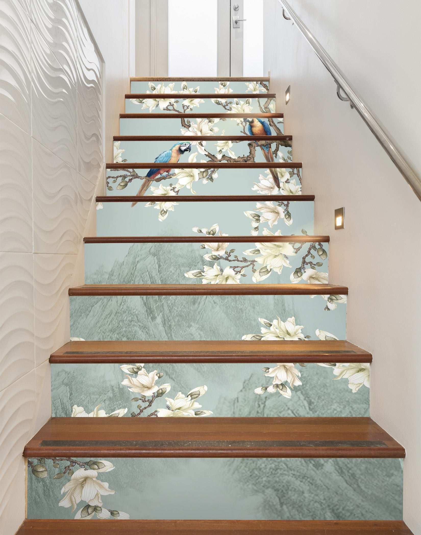 3D Light Green Branches 579 Stair Risers