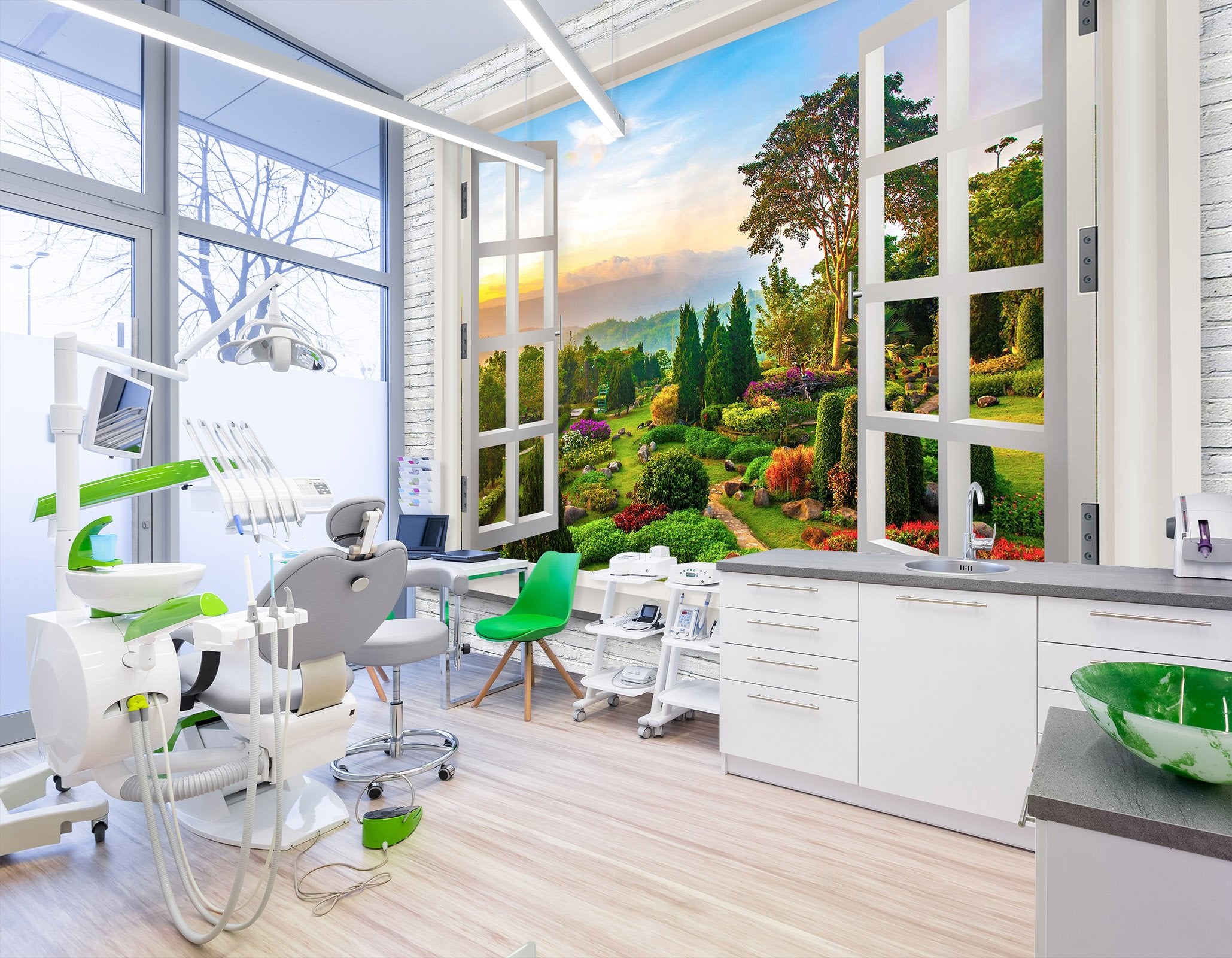 3D window view with trees 05 Wall Murals Wallpaper AJ Wallpaper 