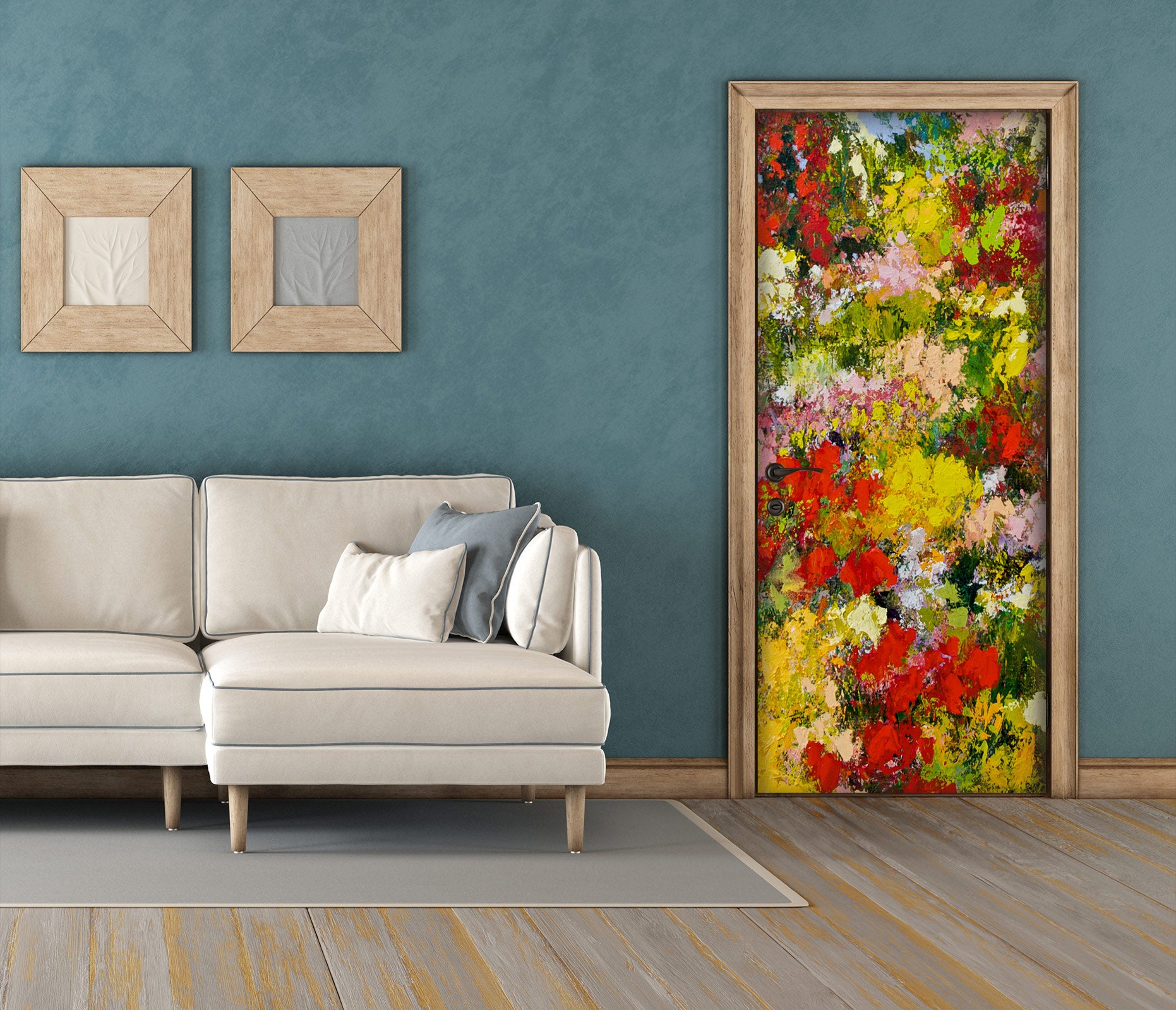 3D Red Yellow Flower Bush 10114 Allan P. Friedlander Door Mural