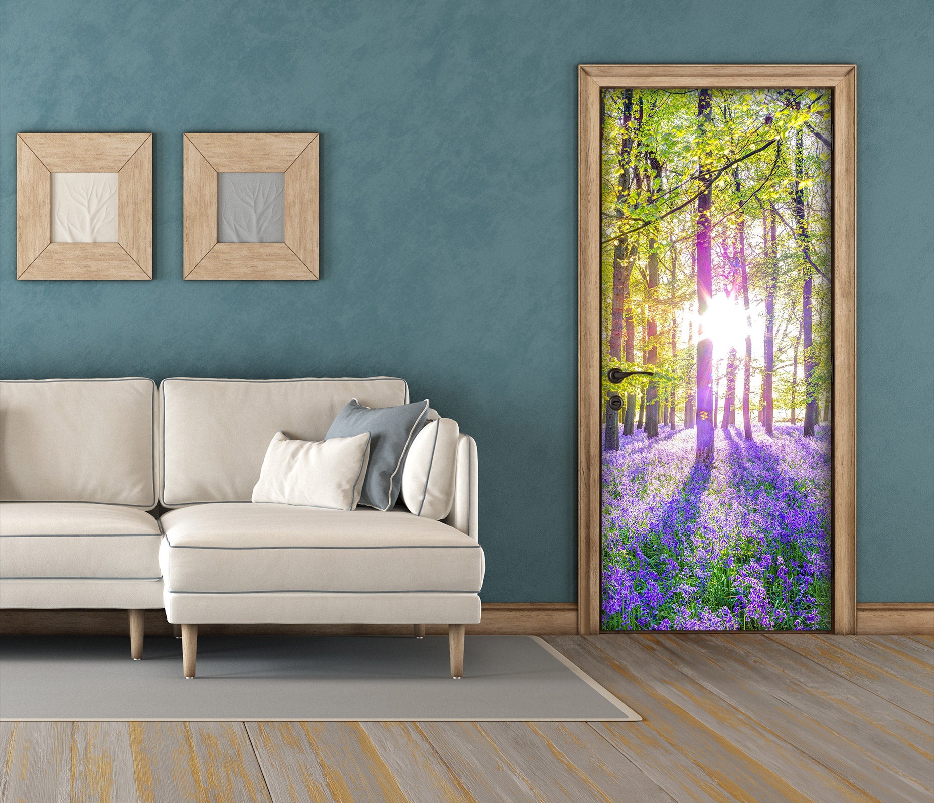 3D Sunshine Woods Purple Flowers 10637 Assaf Frank Door Mural