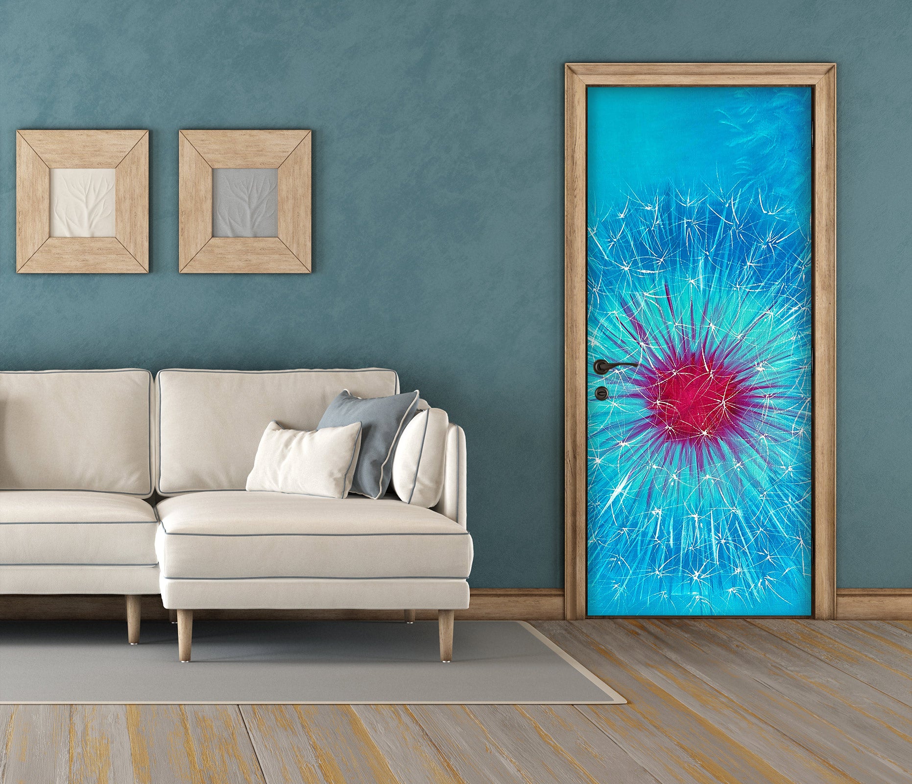 3D Blue Dandelion 3179 Skromova Marina Door Mural