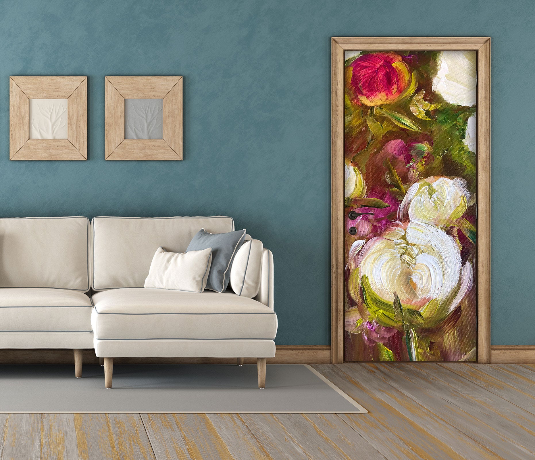 3D White Rose 3101 Skromova Marina Door Mural