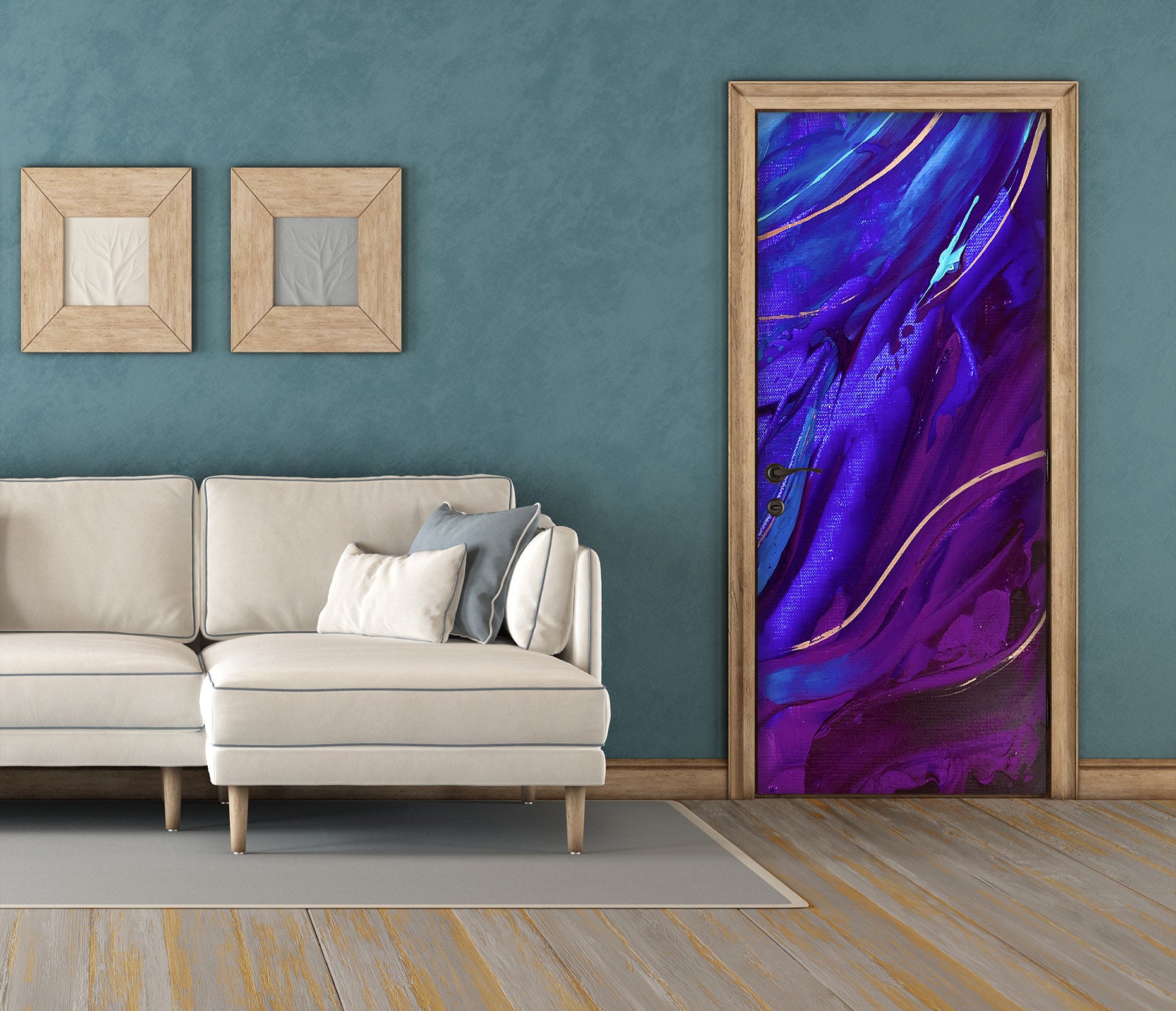 3D Blue Purple 3096 Skromova Marina Door Mural