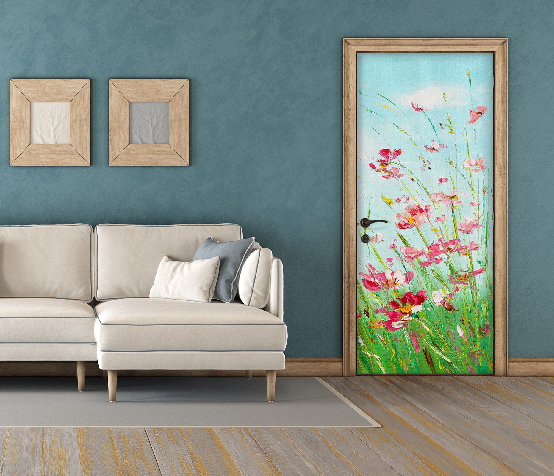 3D Pink Flowers 3211 Skromova Marina Door Mural