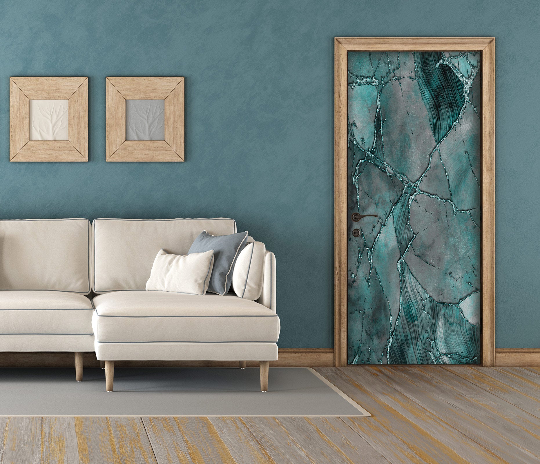 3D Green Marbled Crack 102102 Andrea Haase Door Mural