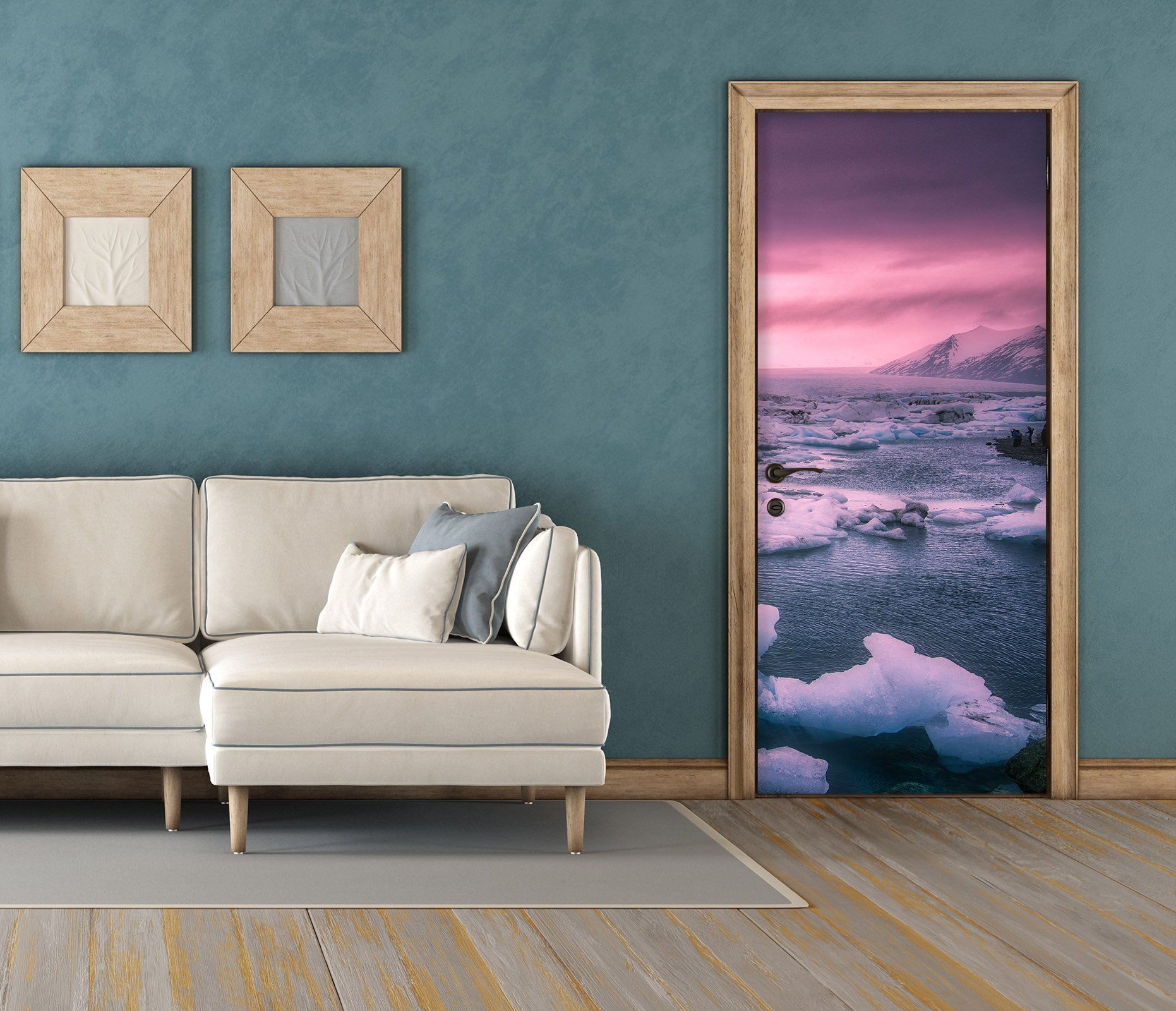 3D Pink Sunset Iceberg 119208 Marco Carmassi Door Mural