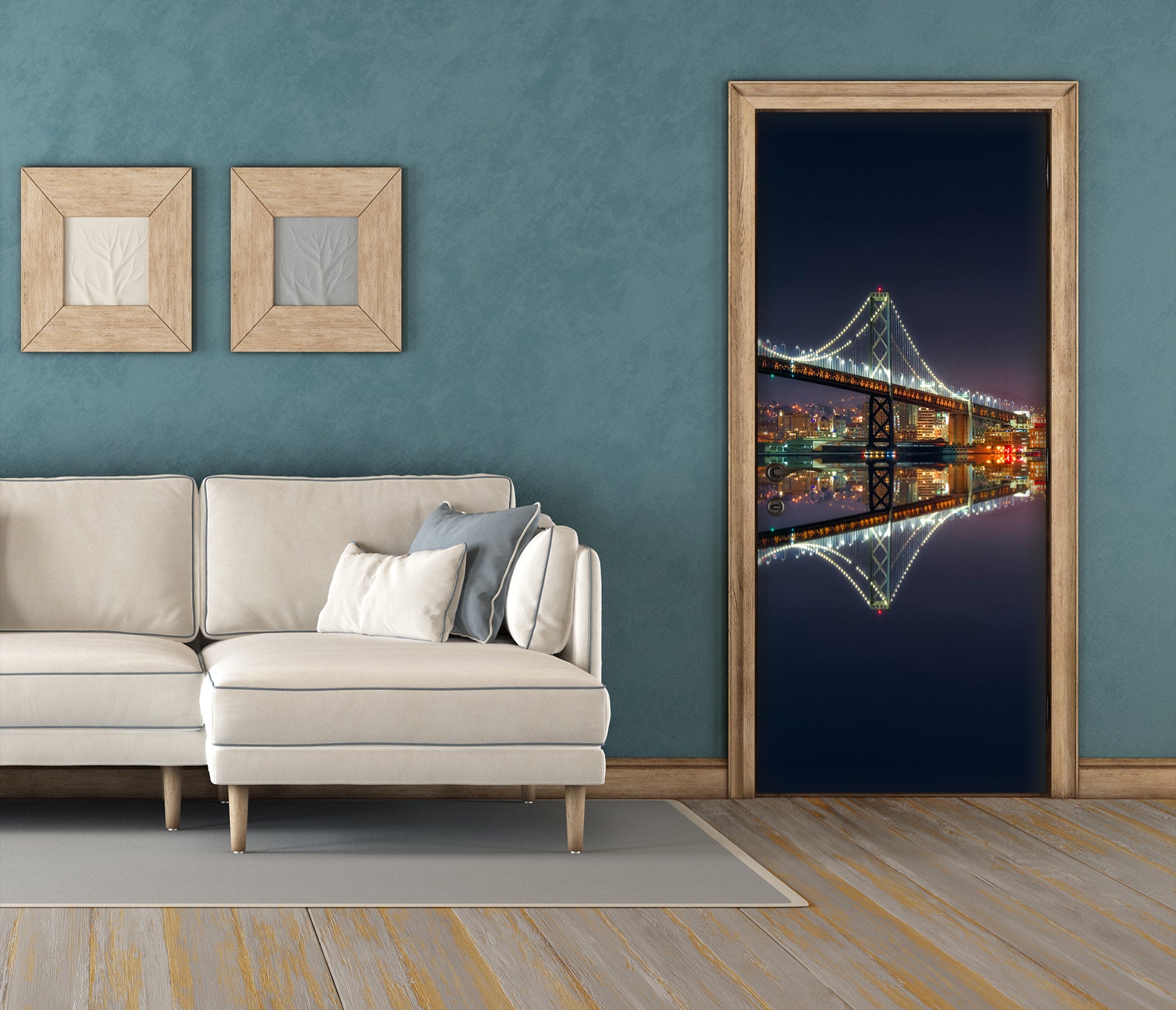 3D Night Bridge Shadow 119120 Marco Carmassi Door Mural