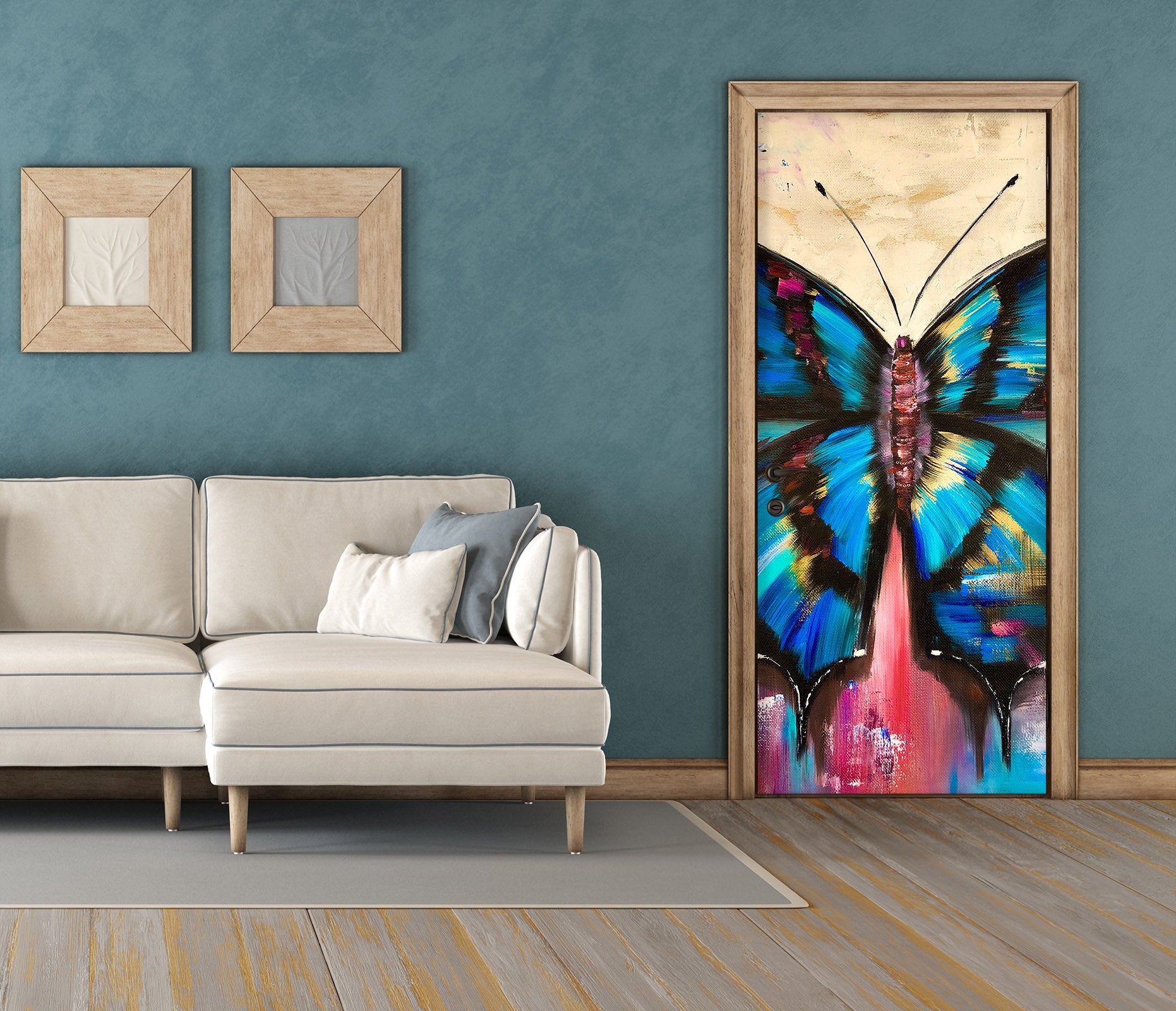 3D Blue Butterfly 3307 Skromova Marina Door Mural