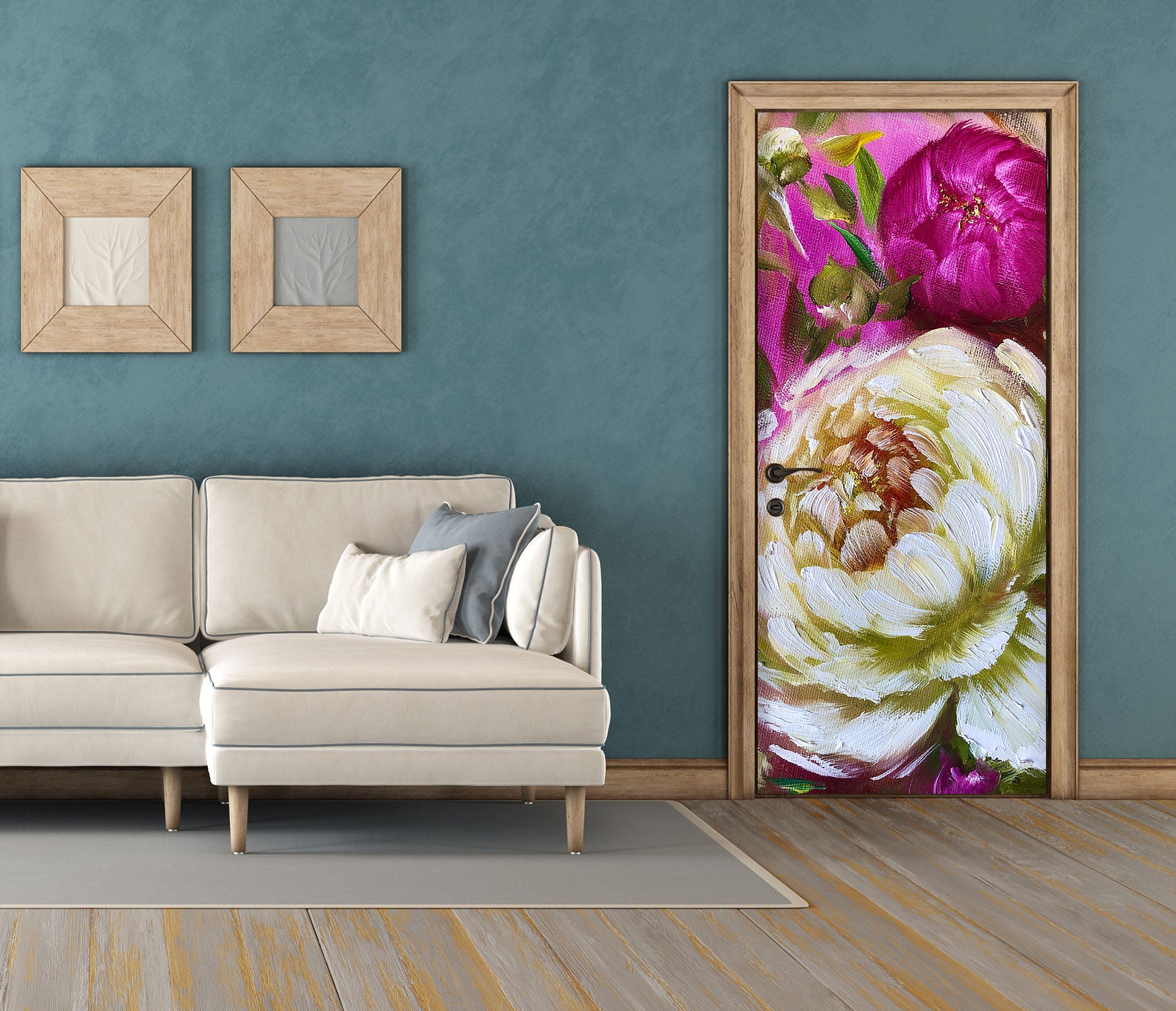 3D White Rose 3316 Skromova Marina Door Mural