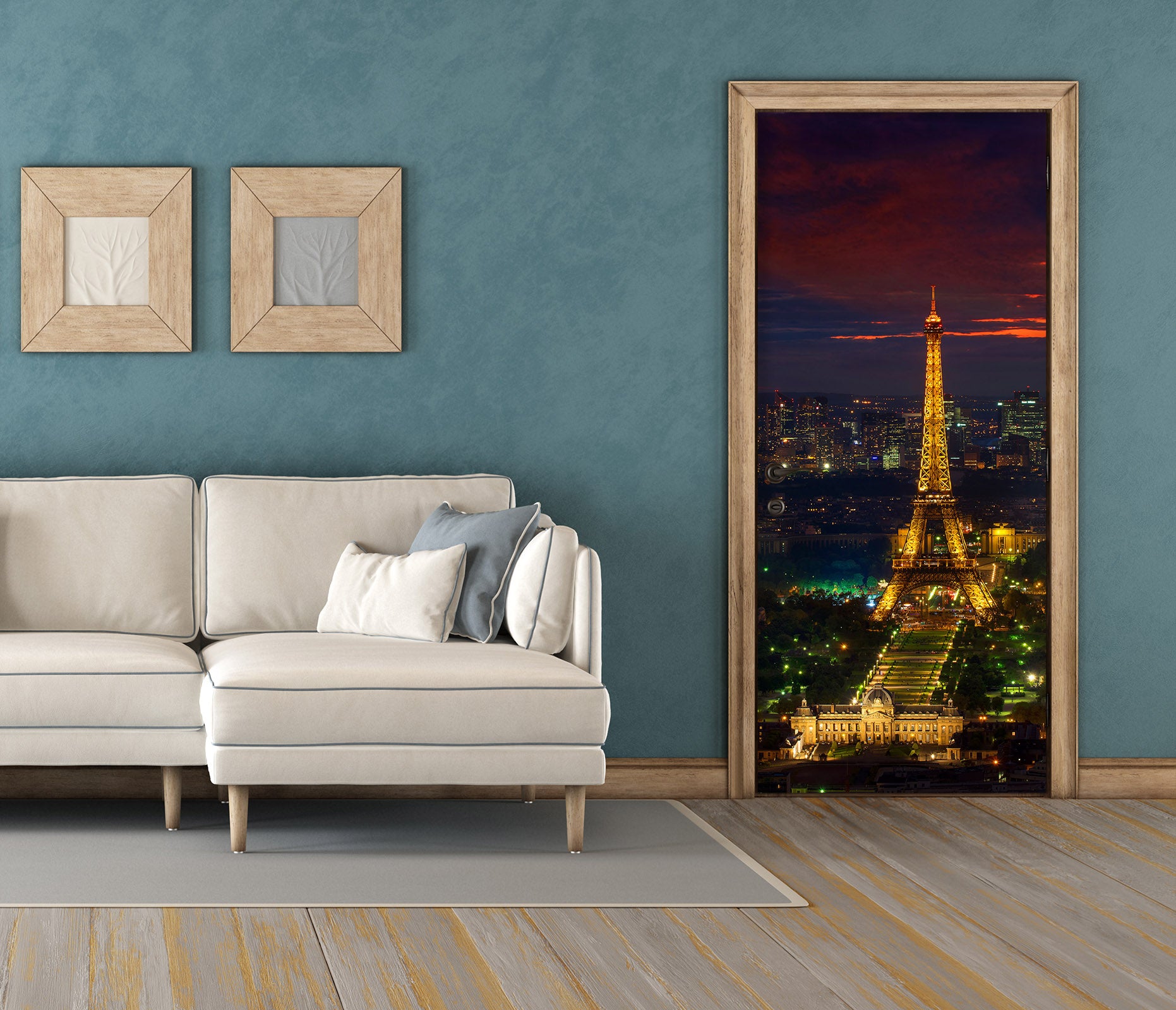 3D Night City Eiffel Tower 11483 Marco Carmassi Door Mural