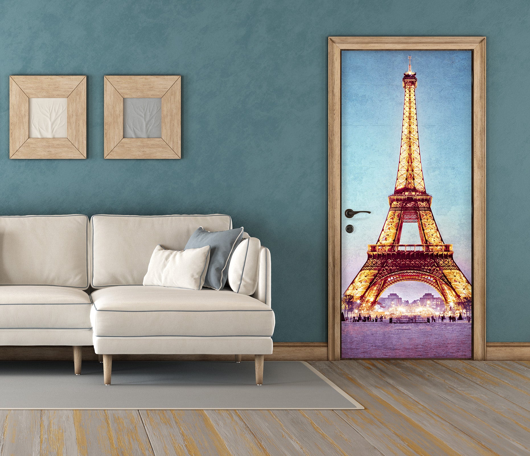 3D Lights Eiffel Tower 10677 Assaf Frank Door Mural