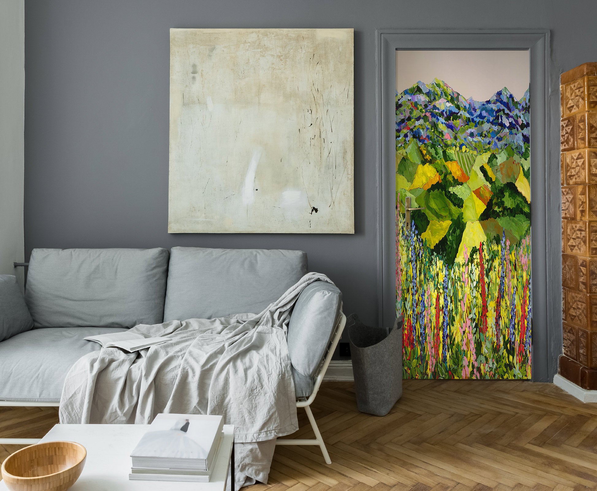 3D Meadow Hillside Flowers 9343 Allan P. Friedlander Door Mural